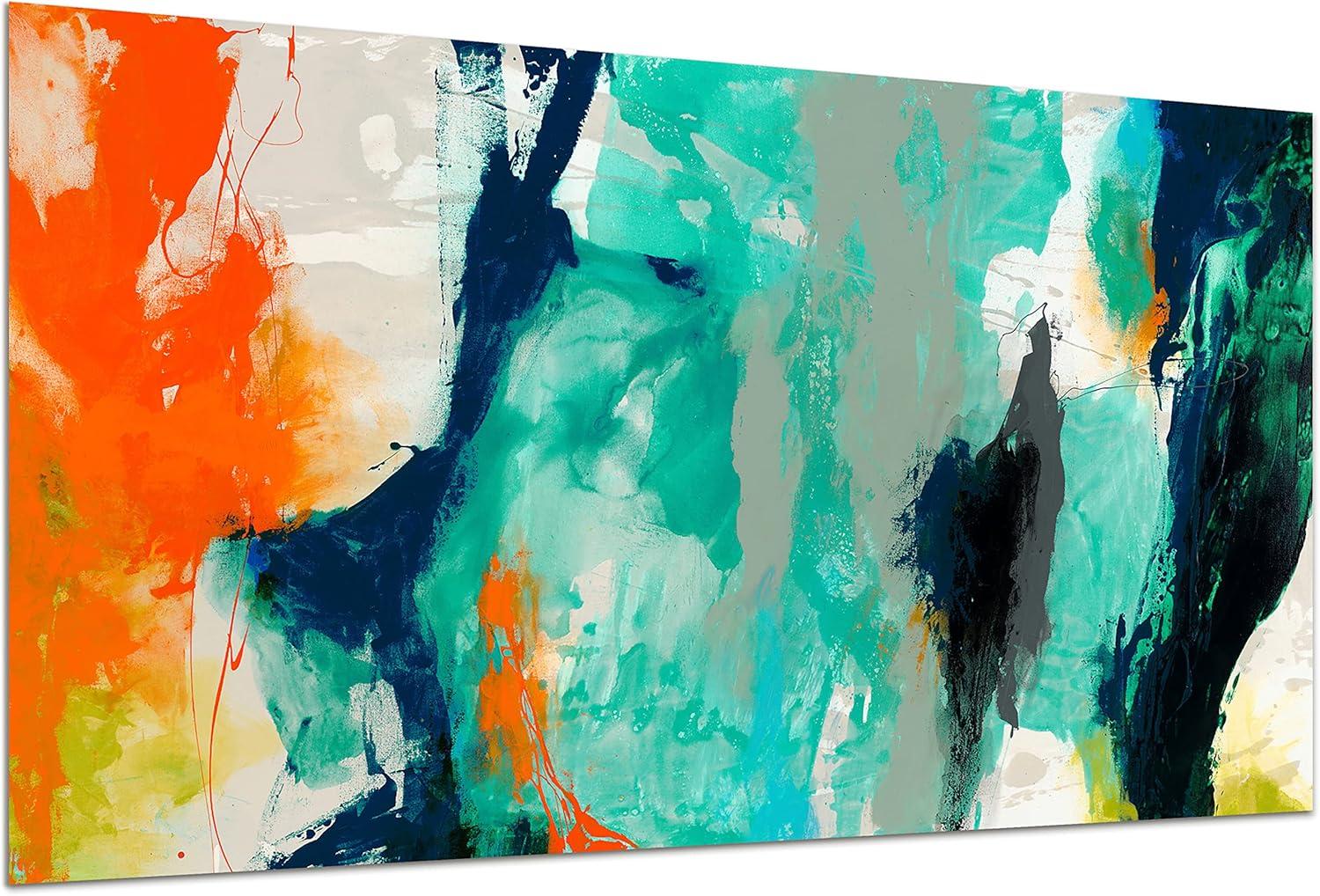 Empire Art Direct Tidal Abstract 2 Frameless Free Floating Tempered Glass Panel Graphic Wall Art, 24" x 48" x 0.2", Ready to Hang