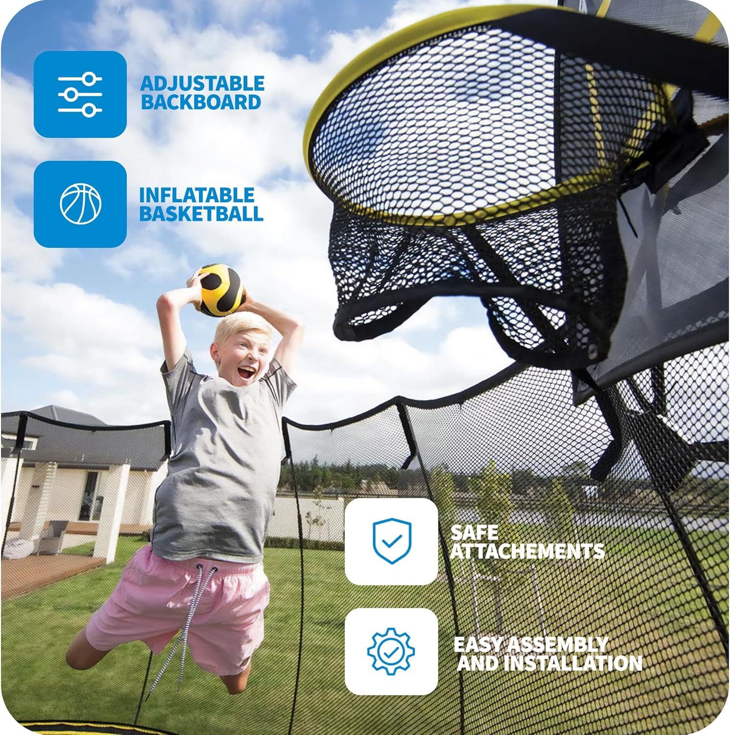 Goba Sports Springfree Outdoor 8 x 13 Ft Trampoline, Enclosure, Hoop Game, and Step Ladder (Set of 3)