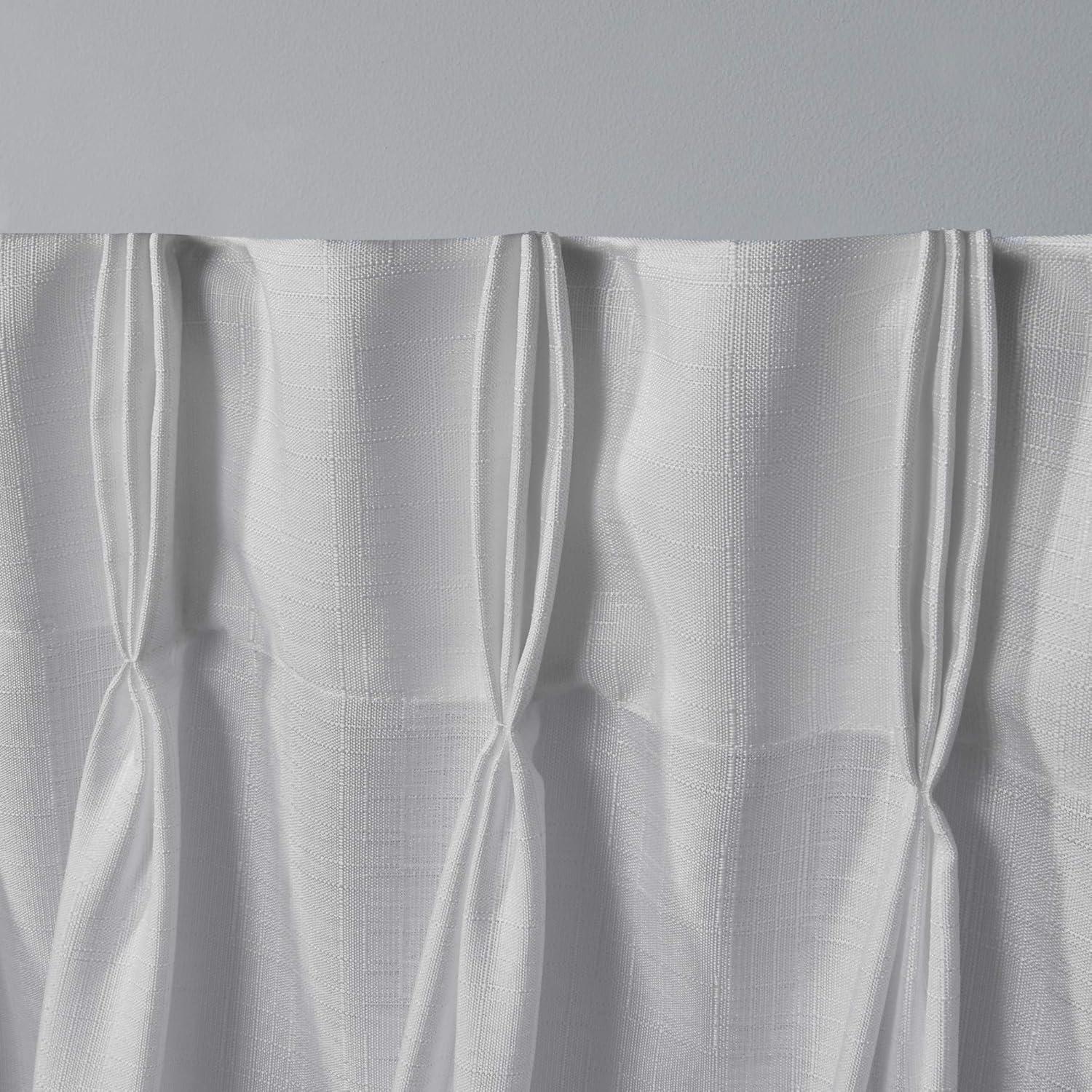 Set of 2 (84"x54") Loha Linen Pinch Pleat Window Curtain Panel White - Exclusive Home: Mid-Century Modern, Light Filtering
