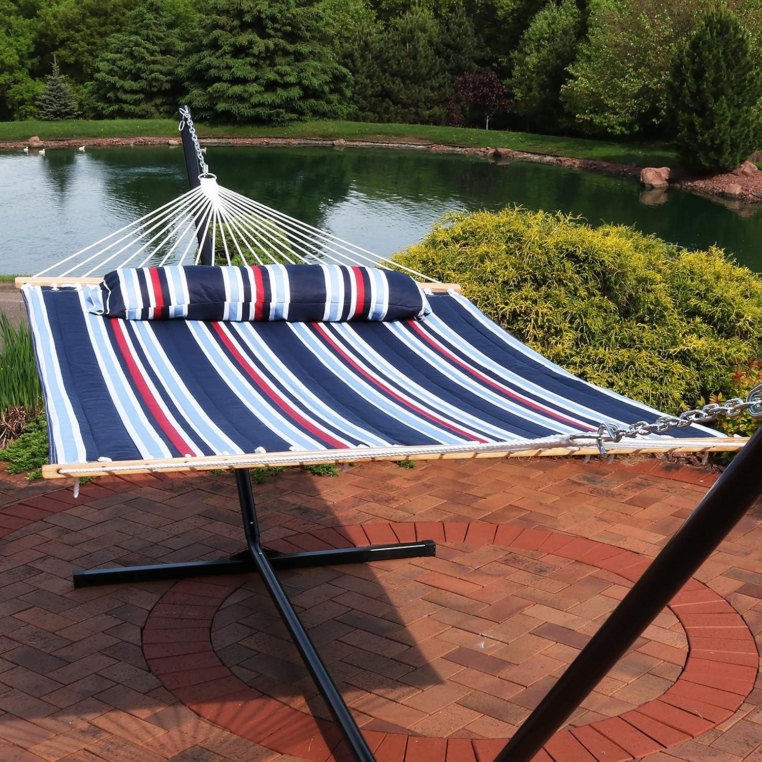 2-Person Quilted Polyester Spreader Bar Hammock