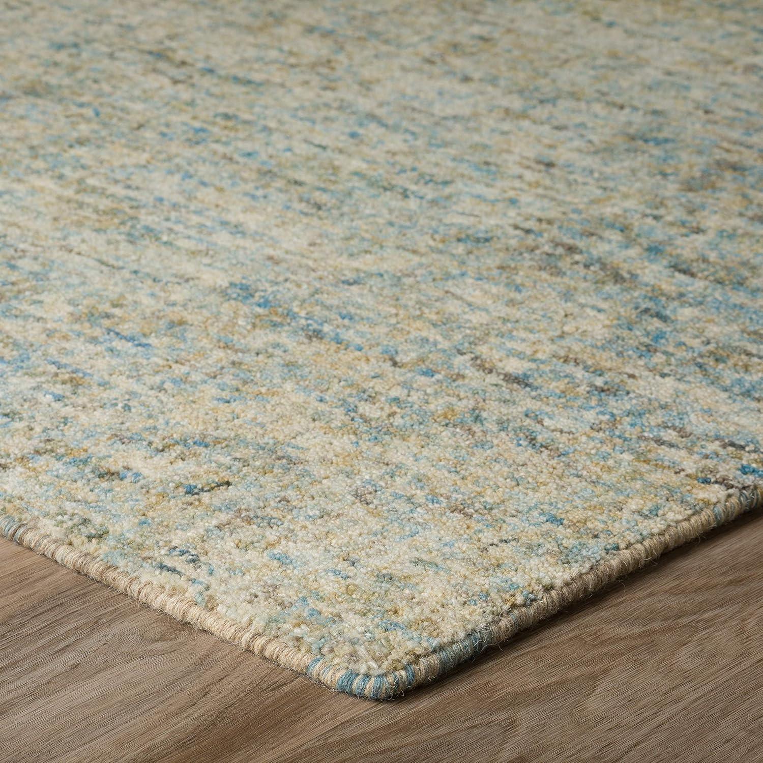 Chambray Elegance Hand-Tufted Wool Rug in Ivory and Light Blue, 9' x 13'