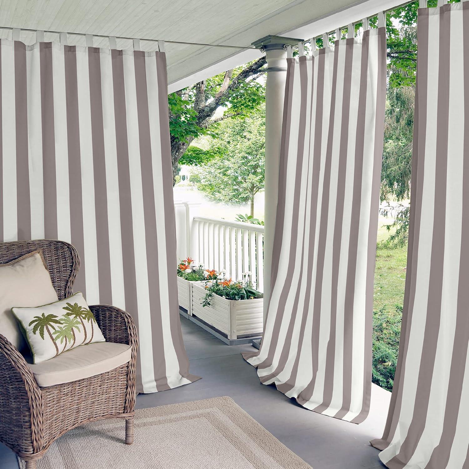 Elrene Highland Stripe Indoor/Outdoor Single Window Curtain for  Patio, Pergola, Porch, Cabana, Deck, Lanai - Elrene Home Fashions