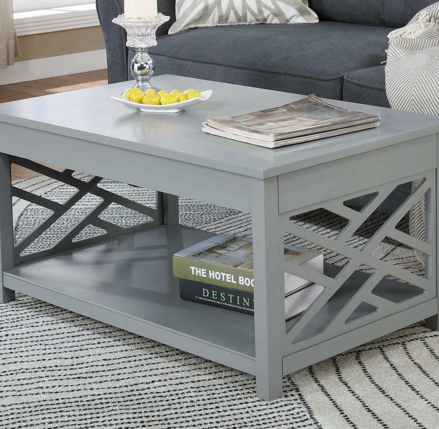 Alaterre Furniture Coventry 36 in. Entryway/Console/Sofa Table 3-Piece Set with Coffee Table, End Table & Tray Shelf, Gray