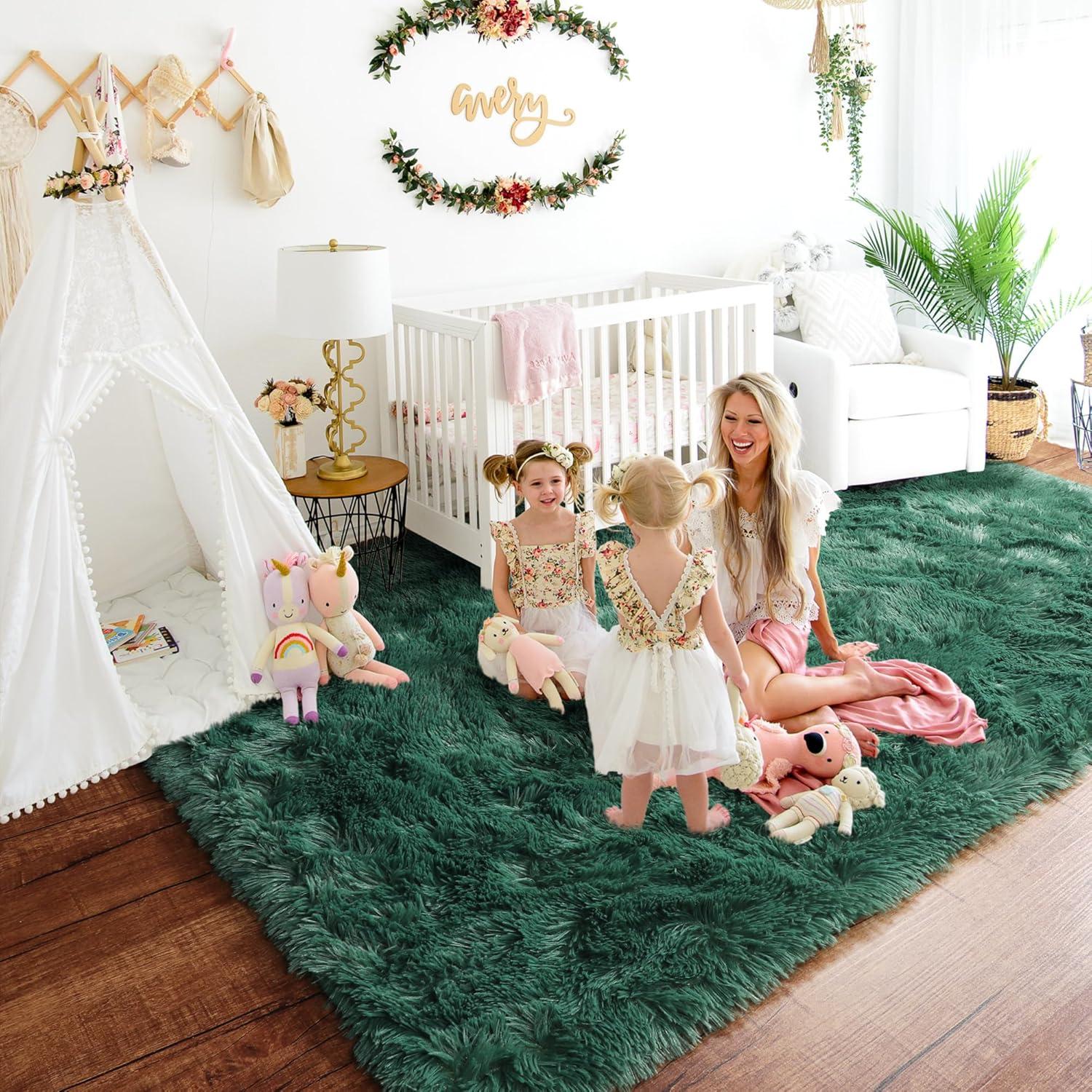 Bailu Fluffy Black Rug for Living Room,5x8 Area Rugs,Thick Plush Shag Rug,Shaggy Rugs for Bedroom,Big Fuzzy Carpet,Comfy Kids Rugs,Large Living Room Rugs,Living Room Decor