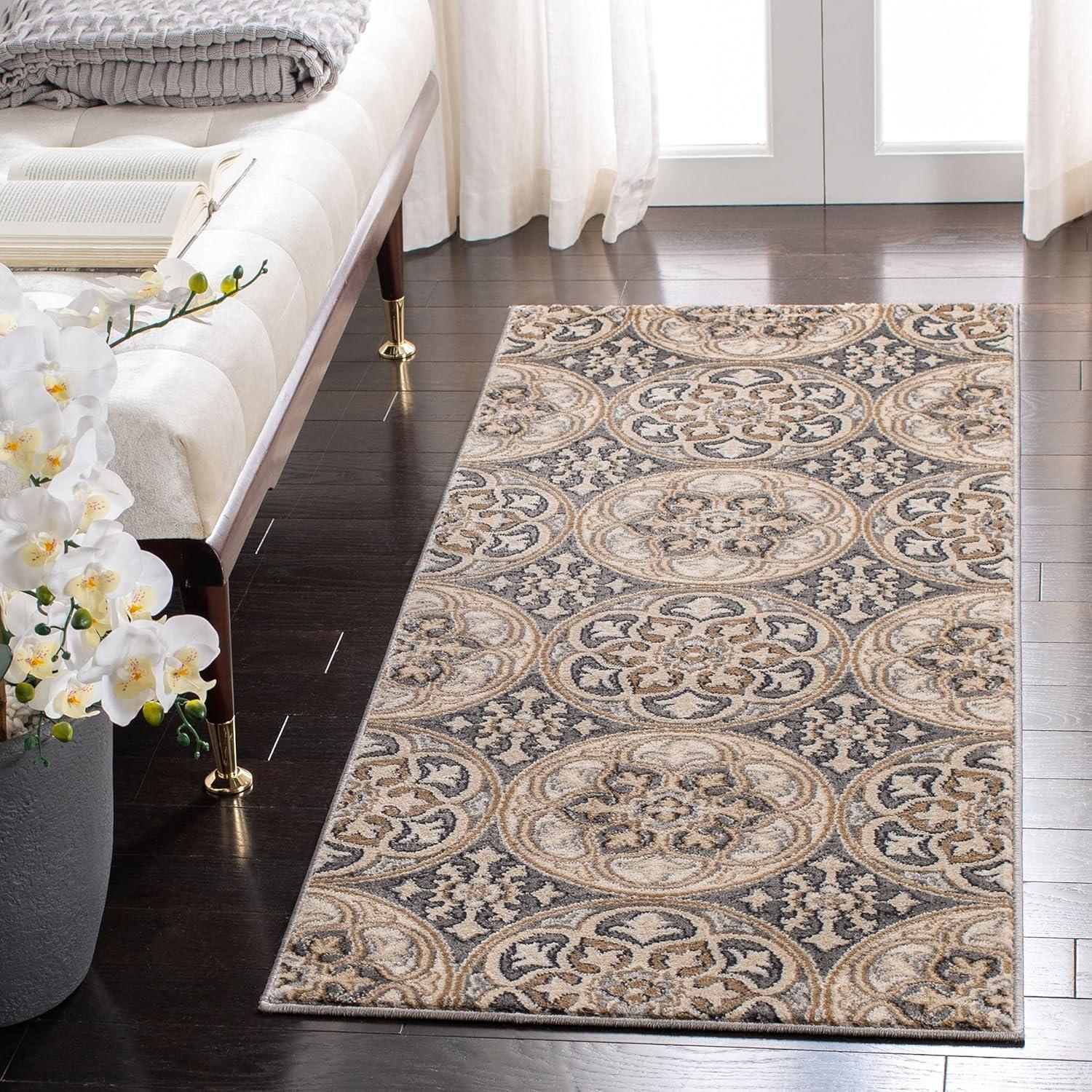 Elegant Charm 8' x 11' Brown Synthetic Hand-Knotted Area Rug