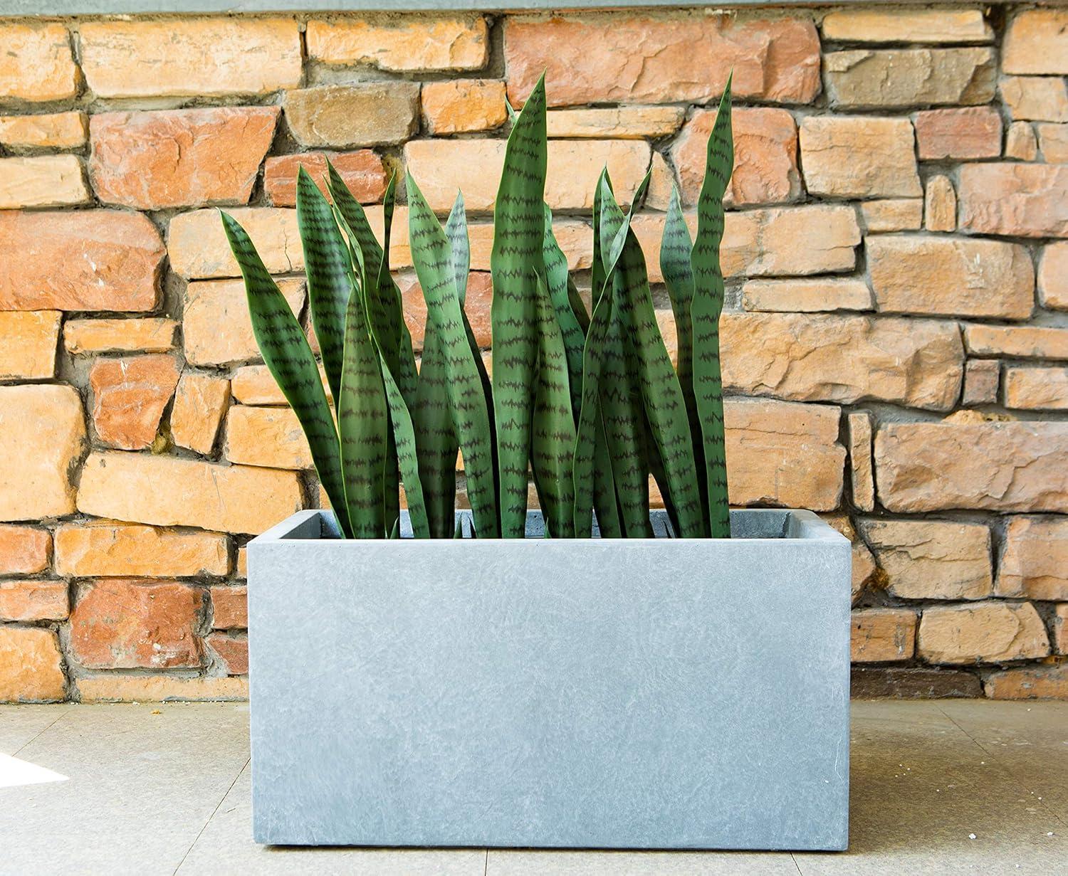 Rosemead Home & Garden, Inc. 12" x 23" Rectangular  Kante Lightweight Modern Outdoor Planter Slate Gray