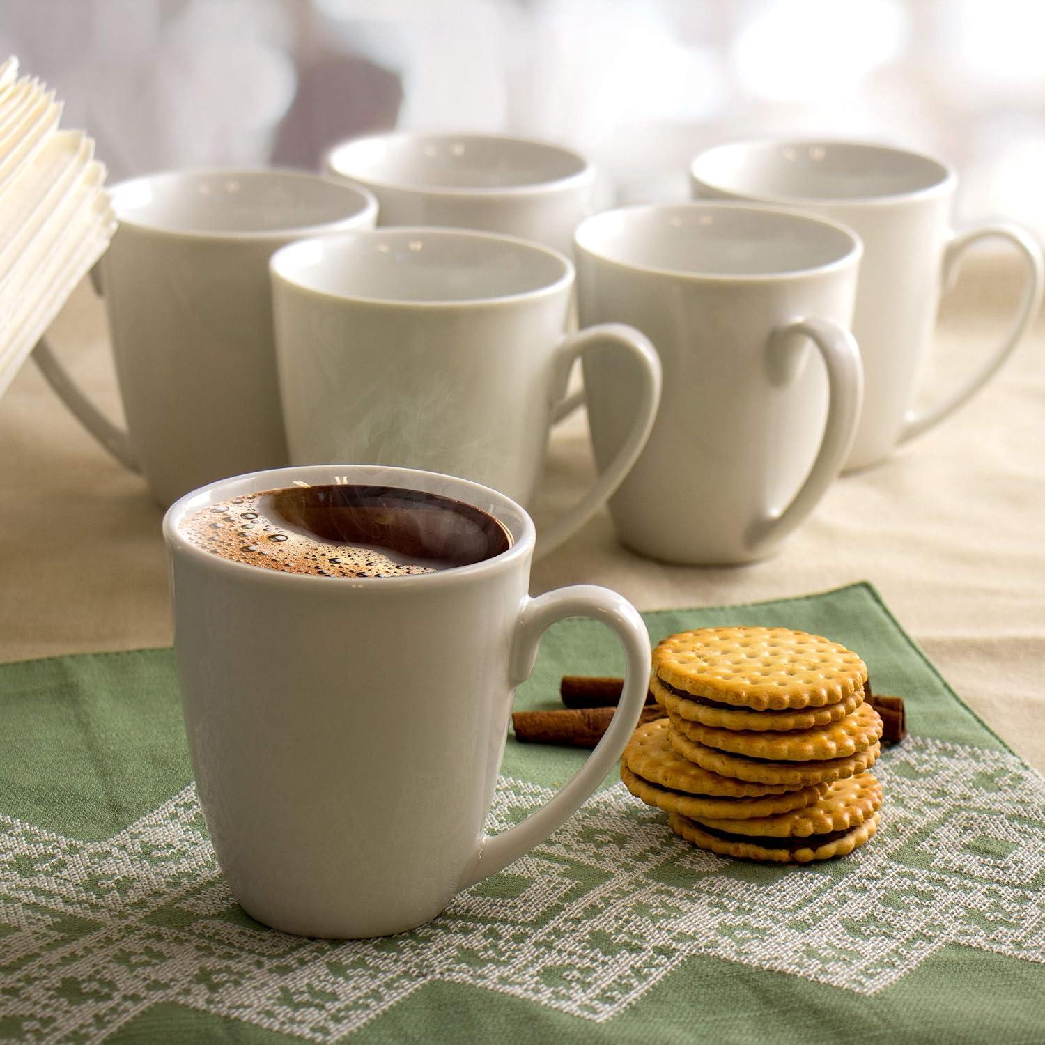 Elama Rosales 6 Piece 12 Ounce Porcelain Mug Set in White