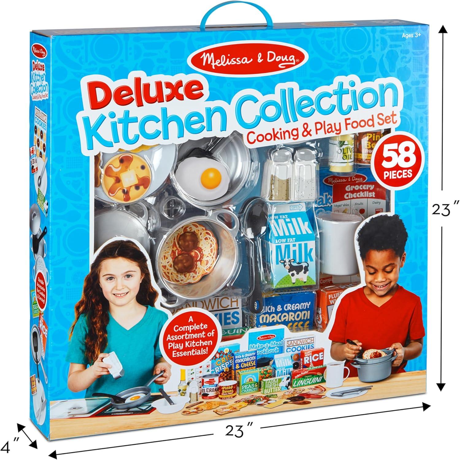 Melissa & Doug Deluxe Kitchen Collection Cooking & Play Food Set – 58 Pieces