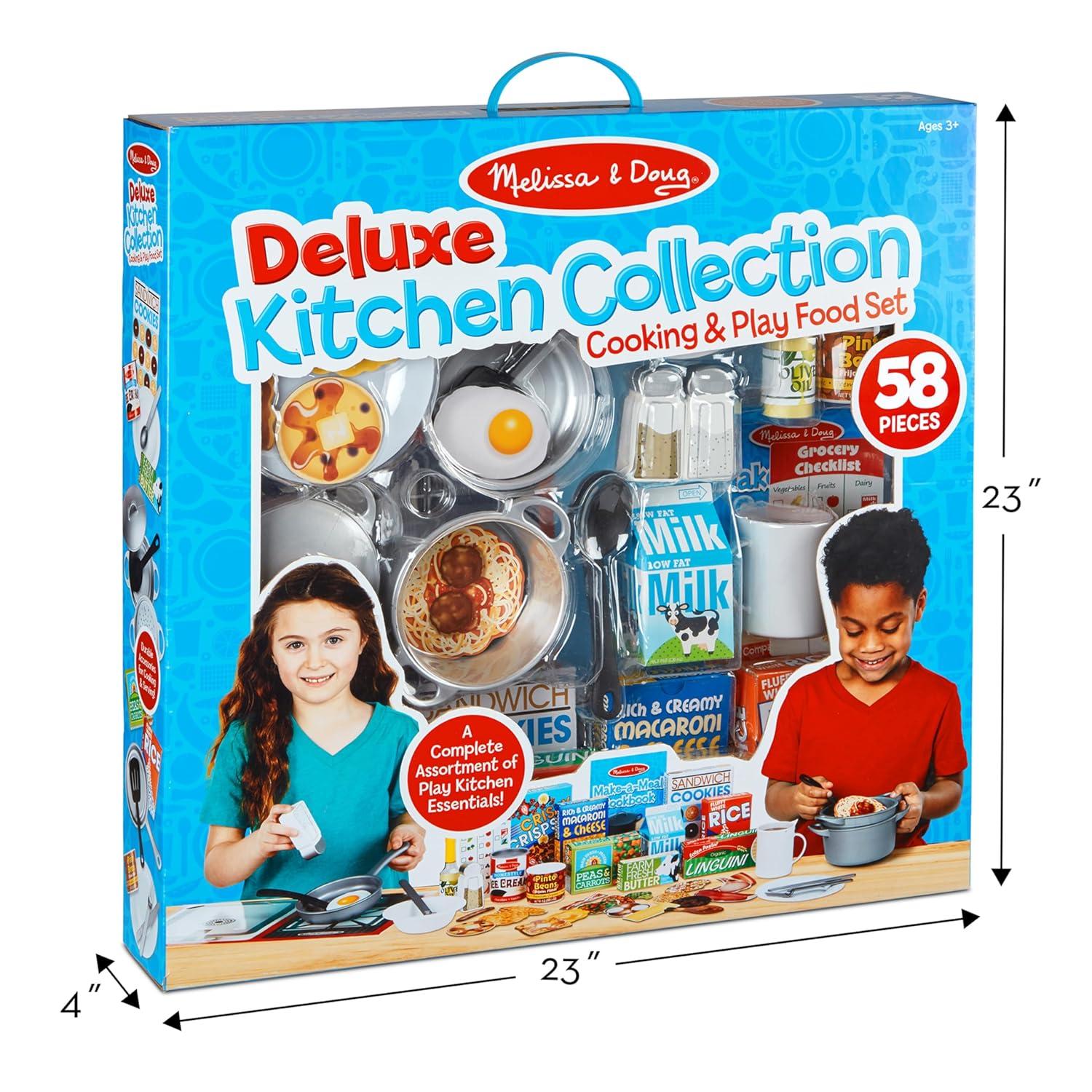 Melissa & Doug Deluxe Kitchen Collection Cooking & Play Food Set – 58 Pieces