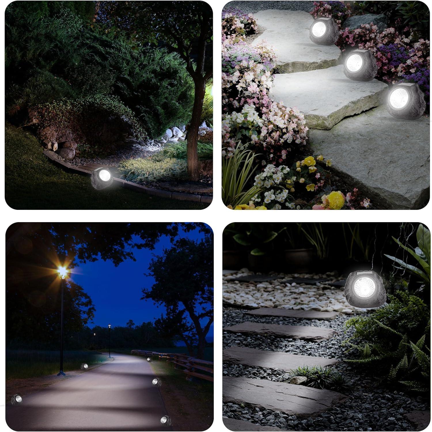 Black Solar Rock LED Pathway Lights 4-Pack