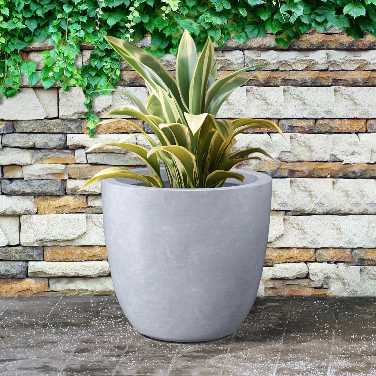 Slate Gray Round Concrete Indoor Outdoor Planter