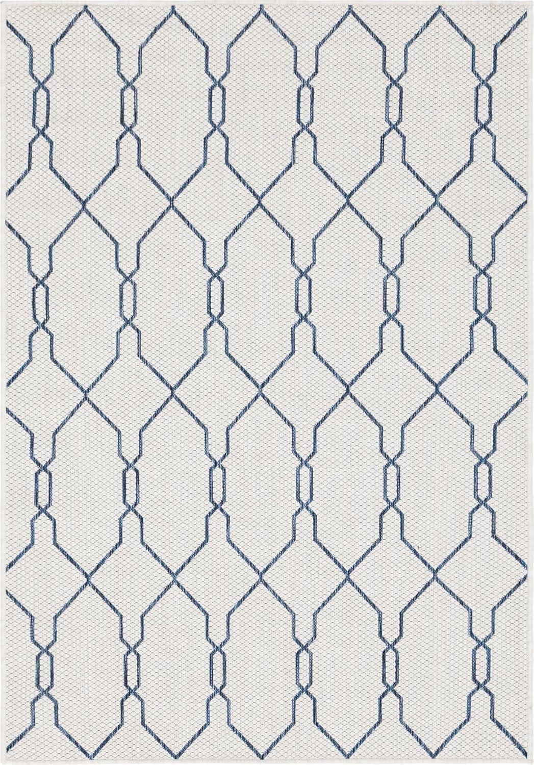 Unique Loom 4' 1 x 6' 1 Rectangle Indoor/Outdoor Trellis Ivory Area Rug