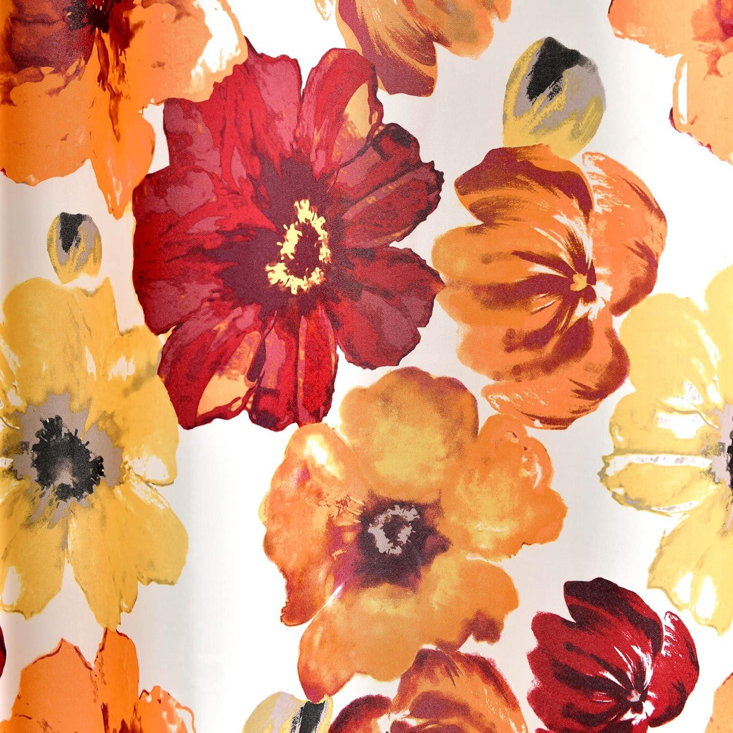 Red Orange Floral Blackout Grommet Window Panels