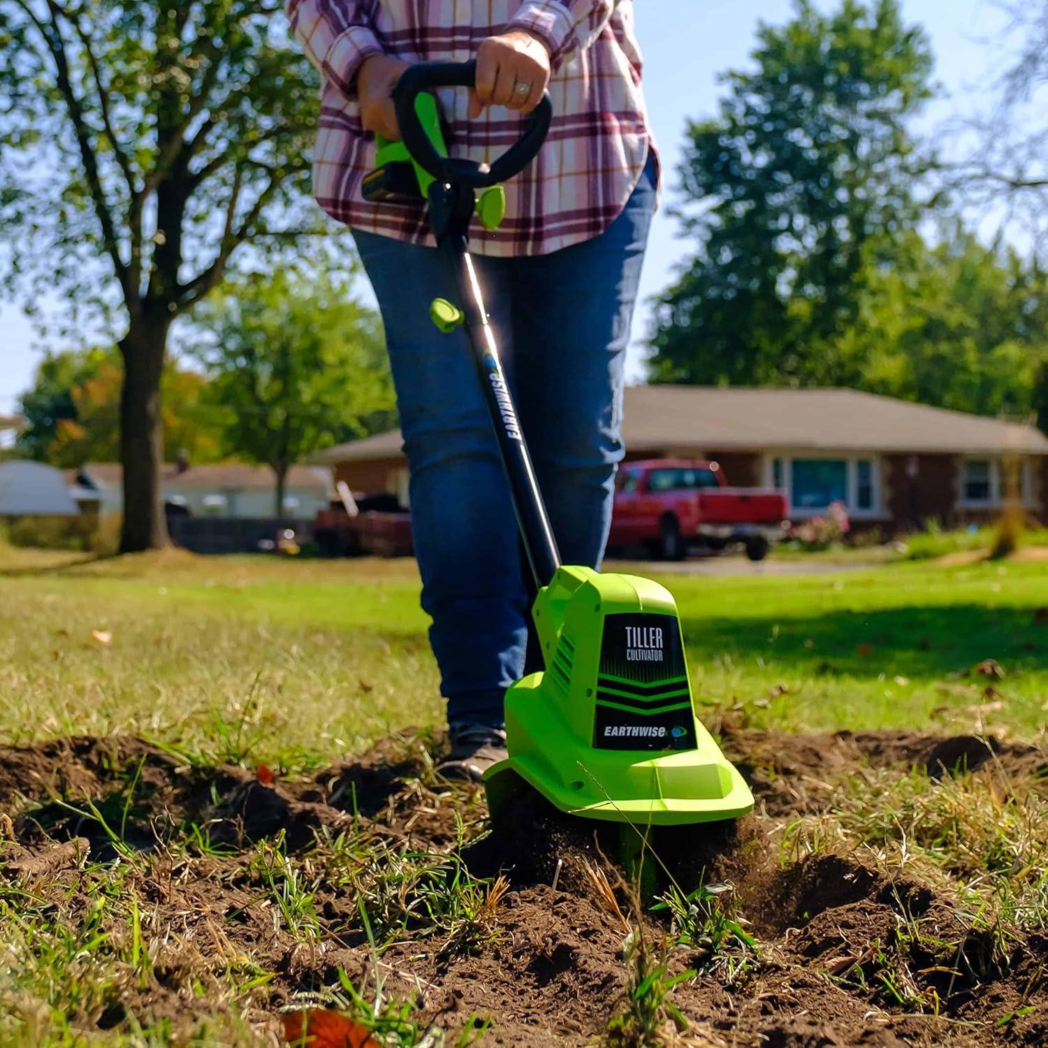 Earthwise 20-Volt Green Cordless Electric Garden Tiller Cultivator