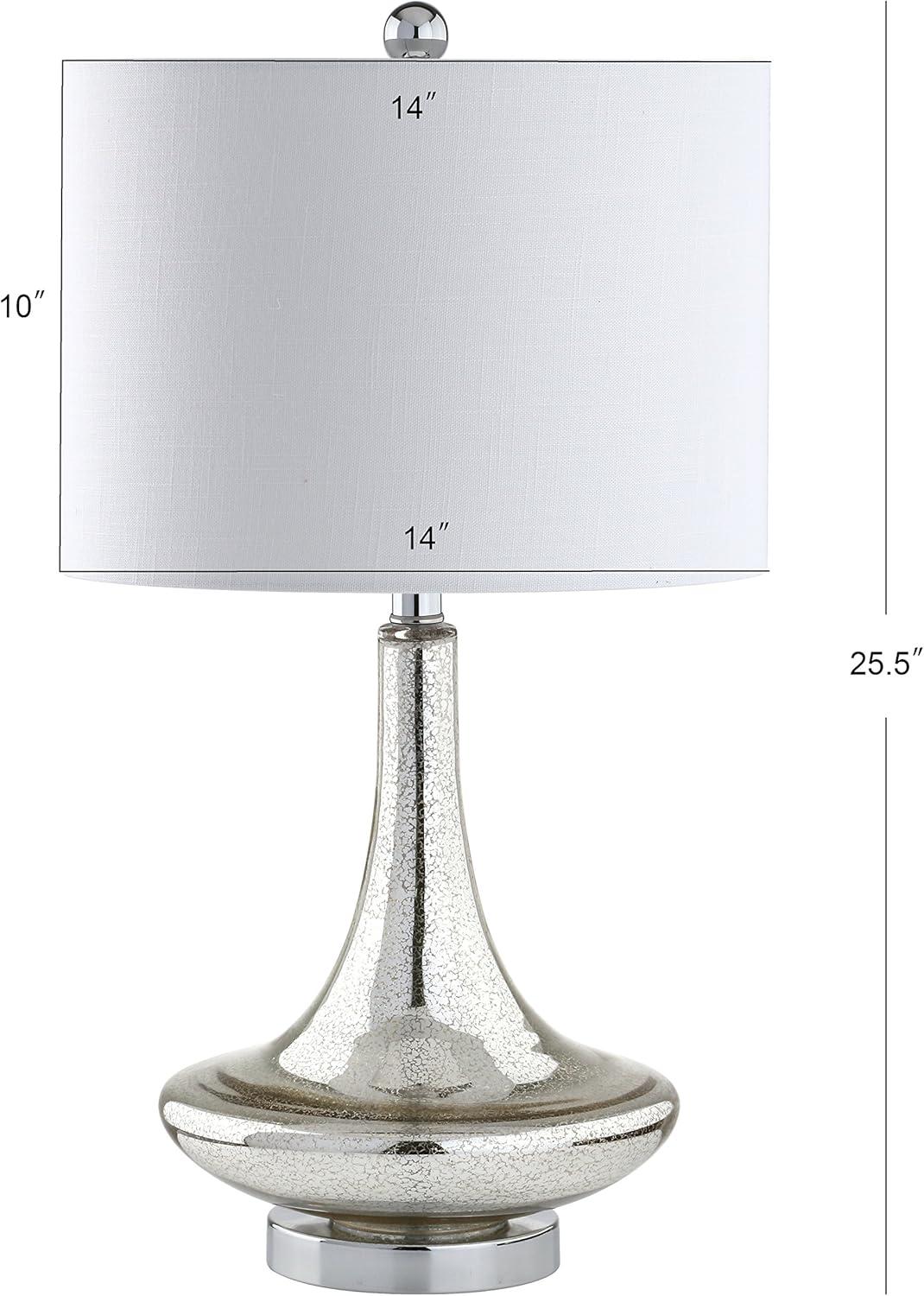 JONATHAN Y JYL1081A-SET2 Cecile 25.5" Glass Teardrop LED Table Lamp, Contemporary, Transitional for living room, dinning room, bedroom, office Bulb Included, Mercury Silver/Chrome (Set of 2)