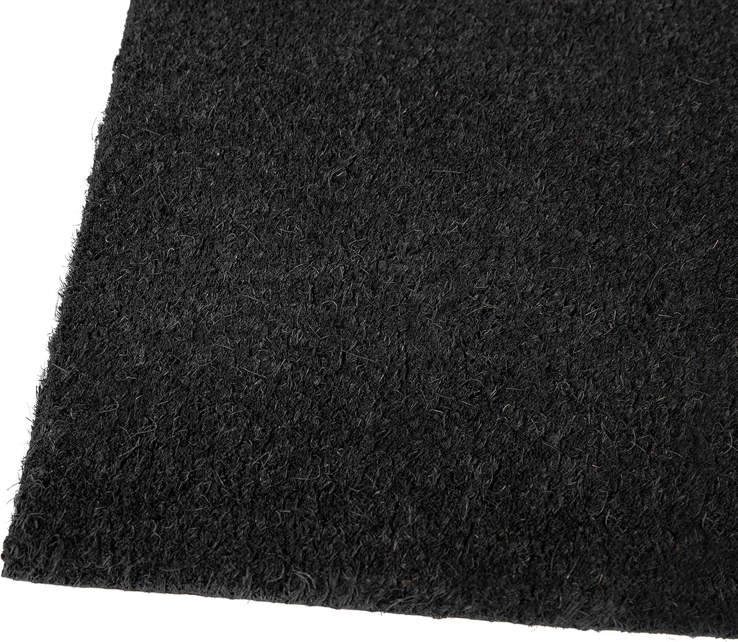 Solid Black Natural Coir 18" x 30" Outdoor Doormat with Non-Slip Backing