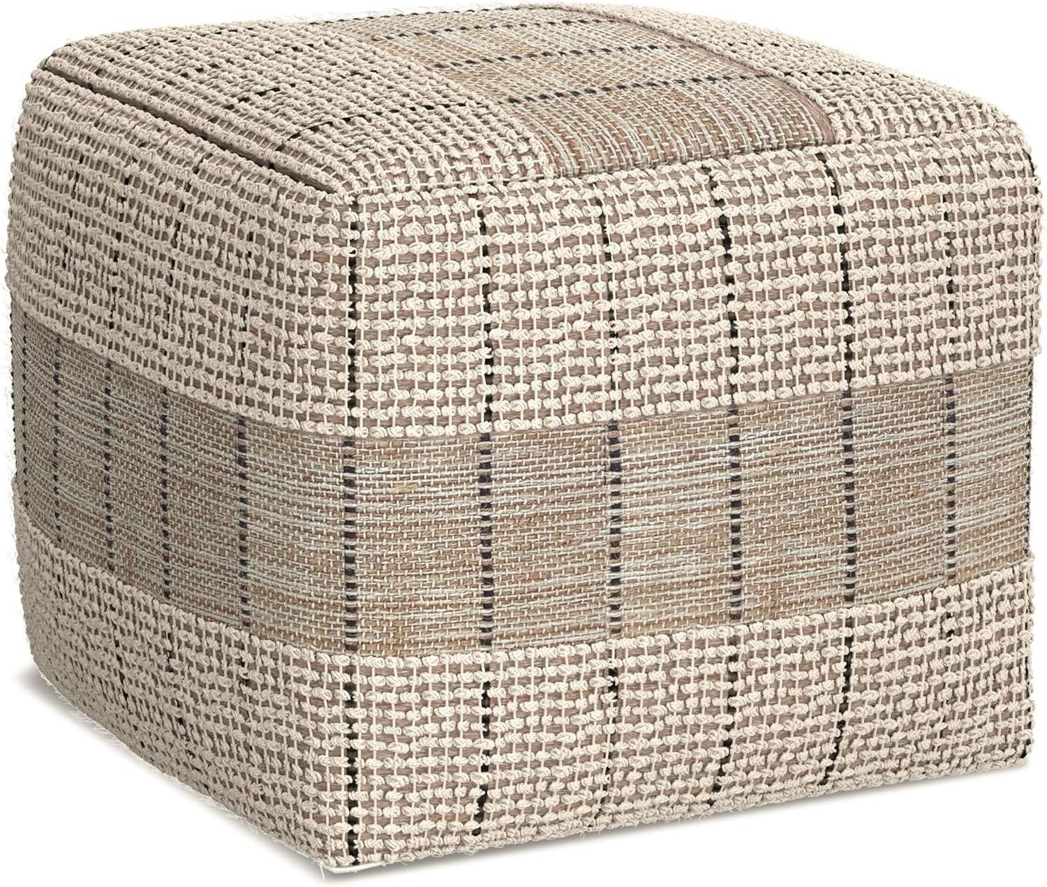 Simpli Home 18"W Jute Square Woven Pouf