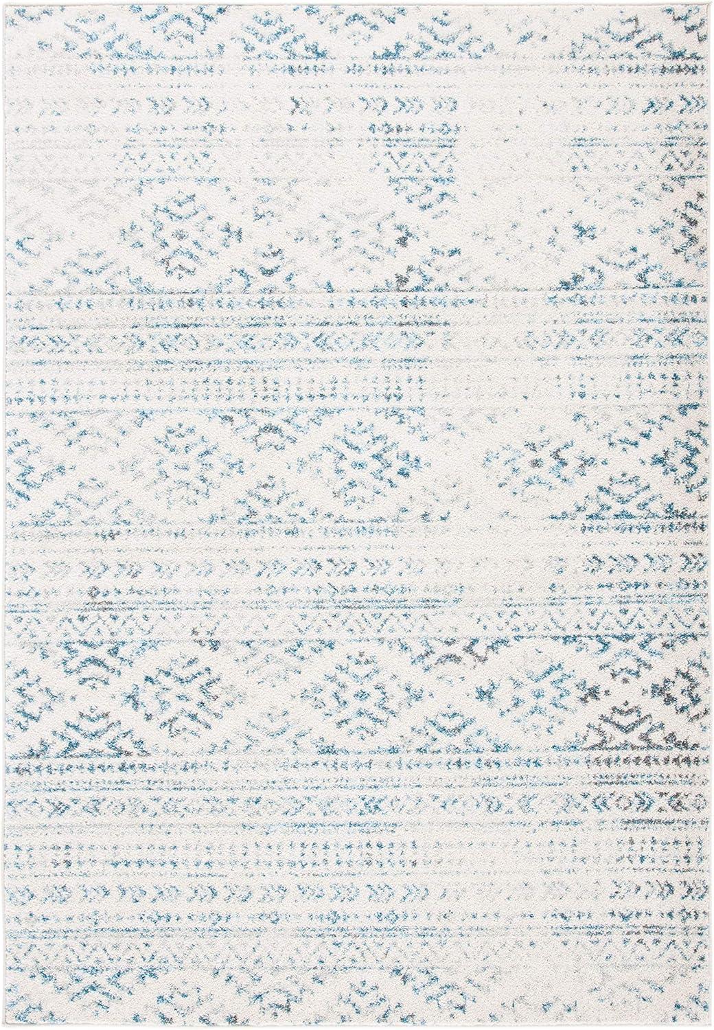 Tulum TUL272 Power Loomed Indoor Area Rug - Ivory/Turquoise - 5'3"x7'6" - Safavieh