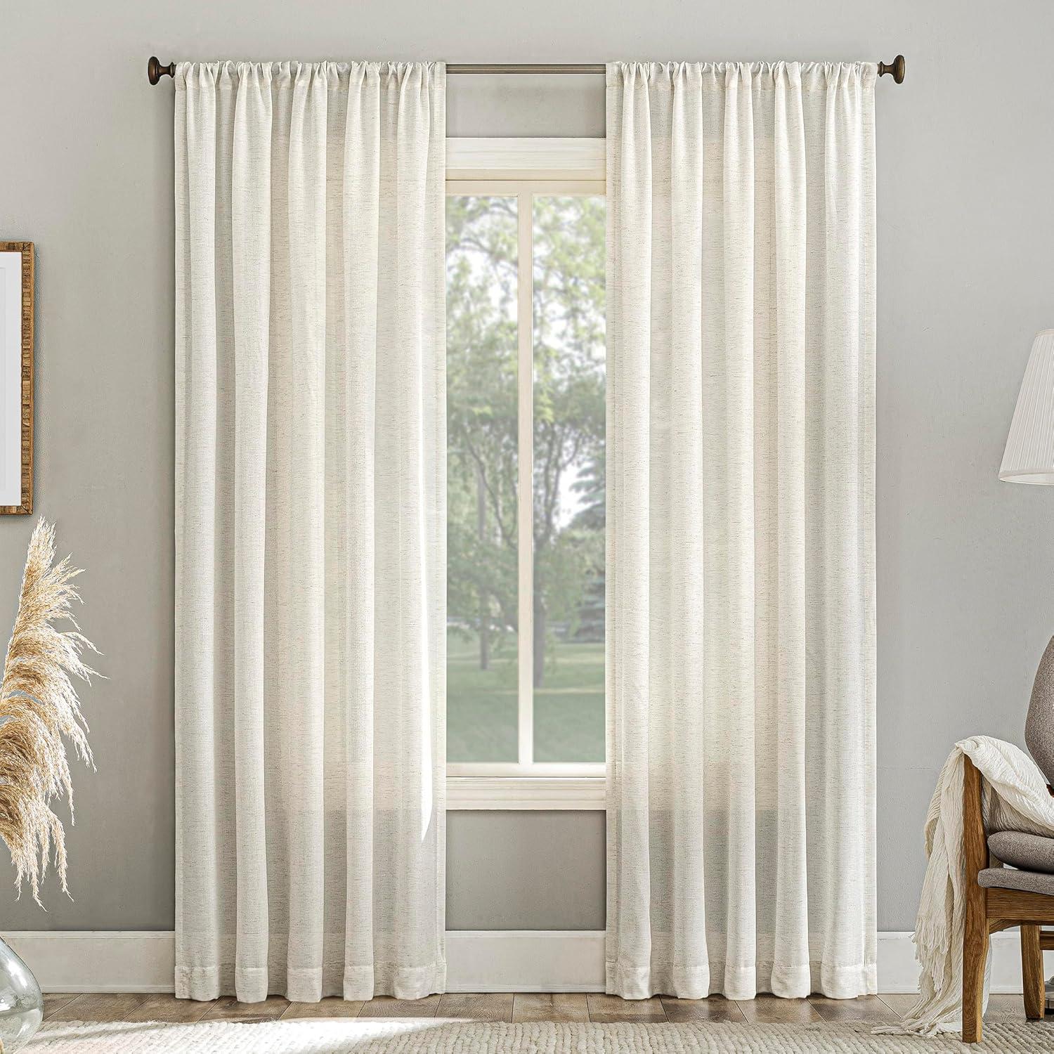54"x63" No. 918 Light Filtering Semi-Sheer Amalfi Rod Pocket Curtain Panel Pearl White: Linen Curtain Panel
