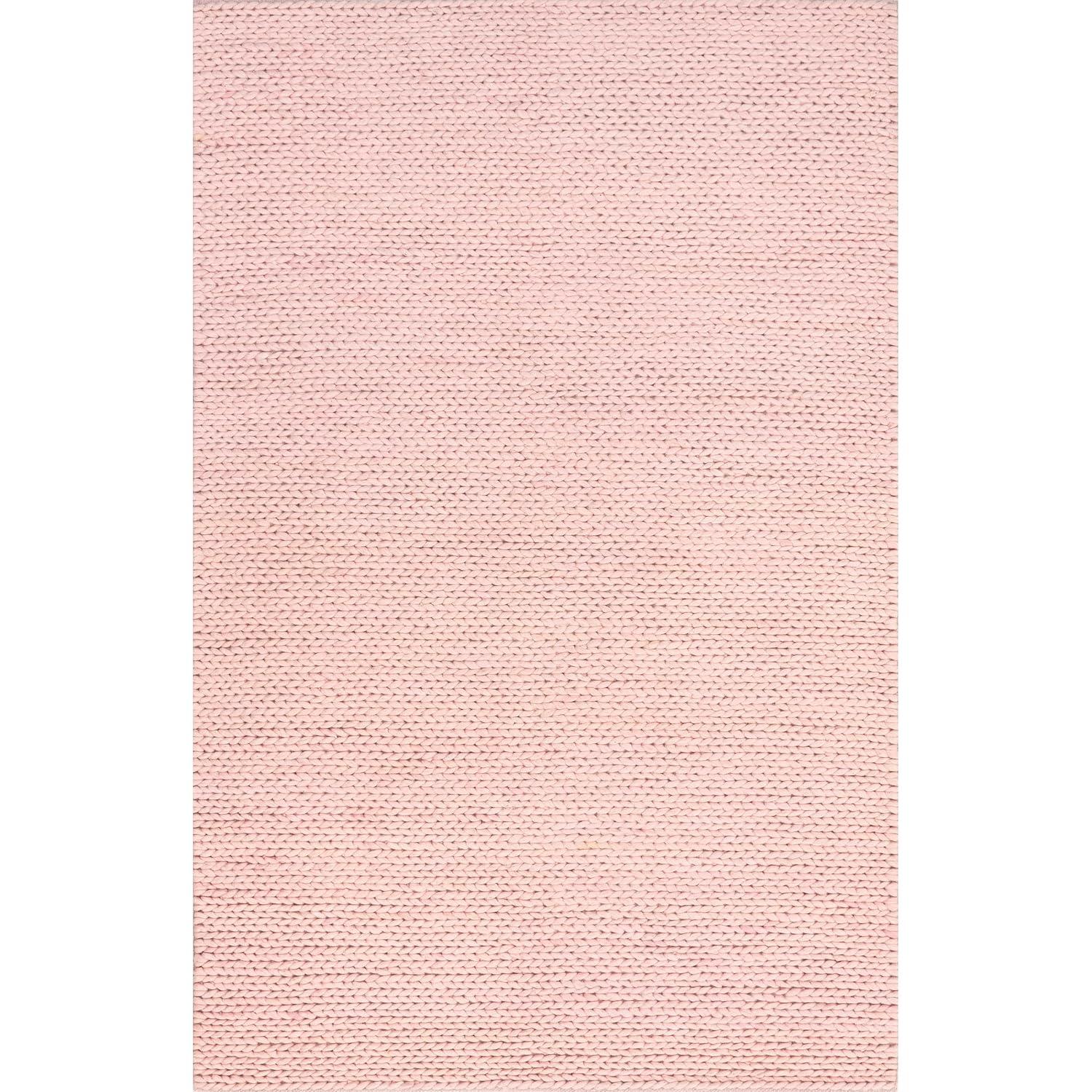 Nuloom 4x6 Penelope Wool Braided Handmade Indoor Area Rug, Pink, Solid Rustic Farmhouse Style, For Bedroom, Living Room, Hallway, Entryway