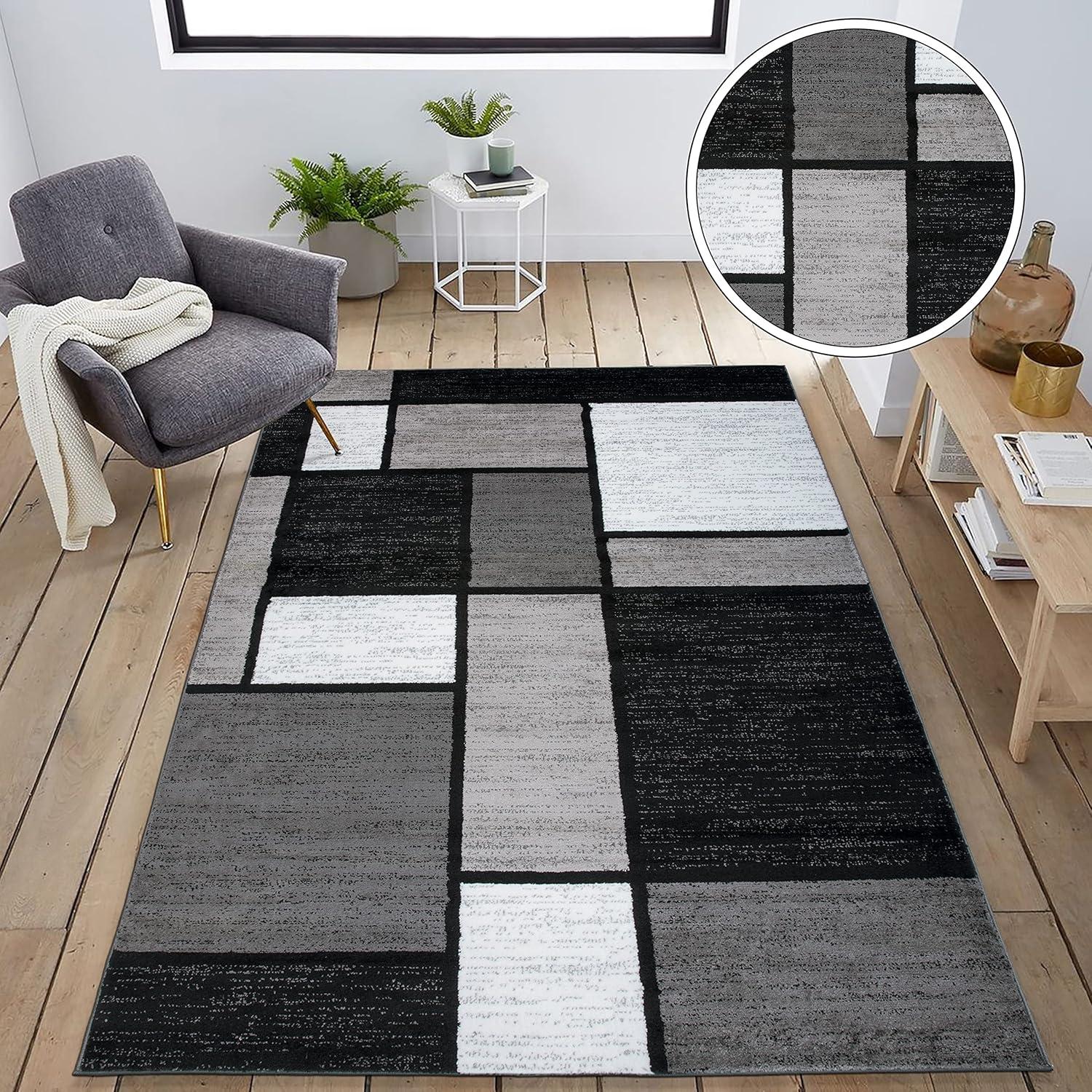 World Rug Gallery Contemporary Modern Boxed Color Block Area Rug