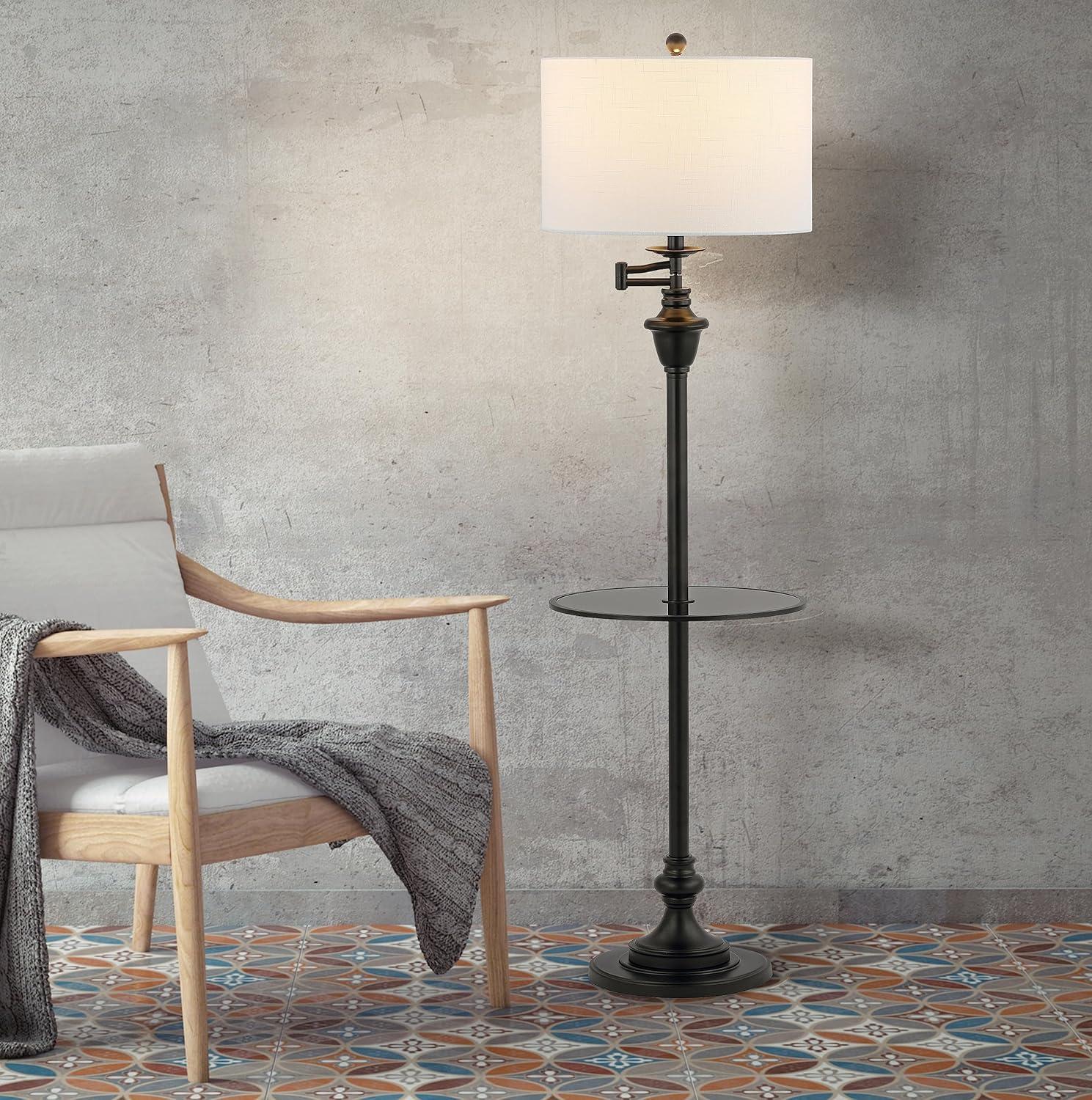 Rephen 60'' Black LED Swing Arm Floor Lamp with USB