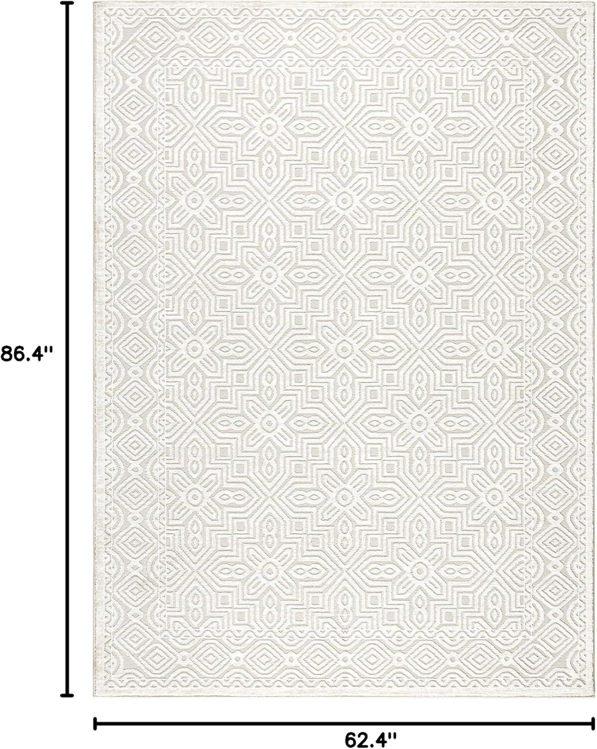 TOWN & COUNTRY LUXE Maya Medallion Indoor Area Rug with High-Low Texture, Ivory/Greige