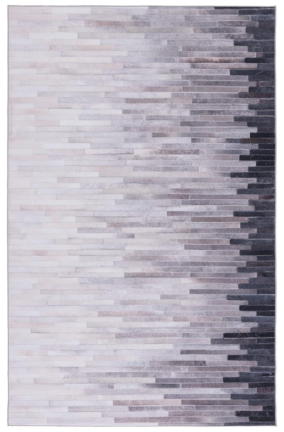 Faux Hide FAH514 Power Loomed Machine Washable Area Rug - Ivory/Grey - 6'x9' - Safavieh.