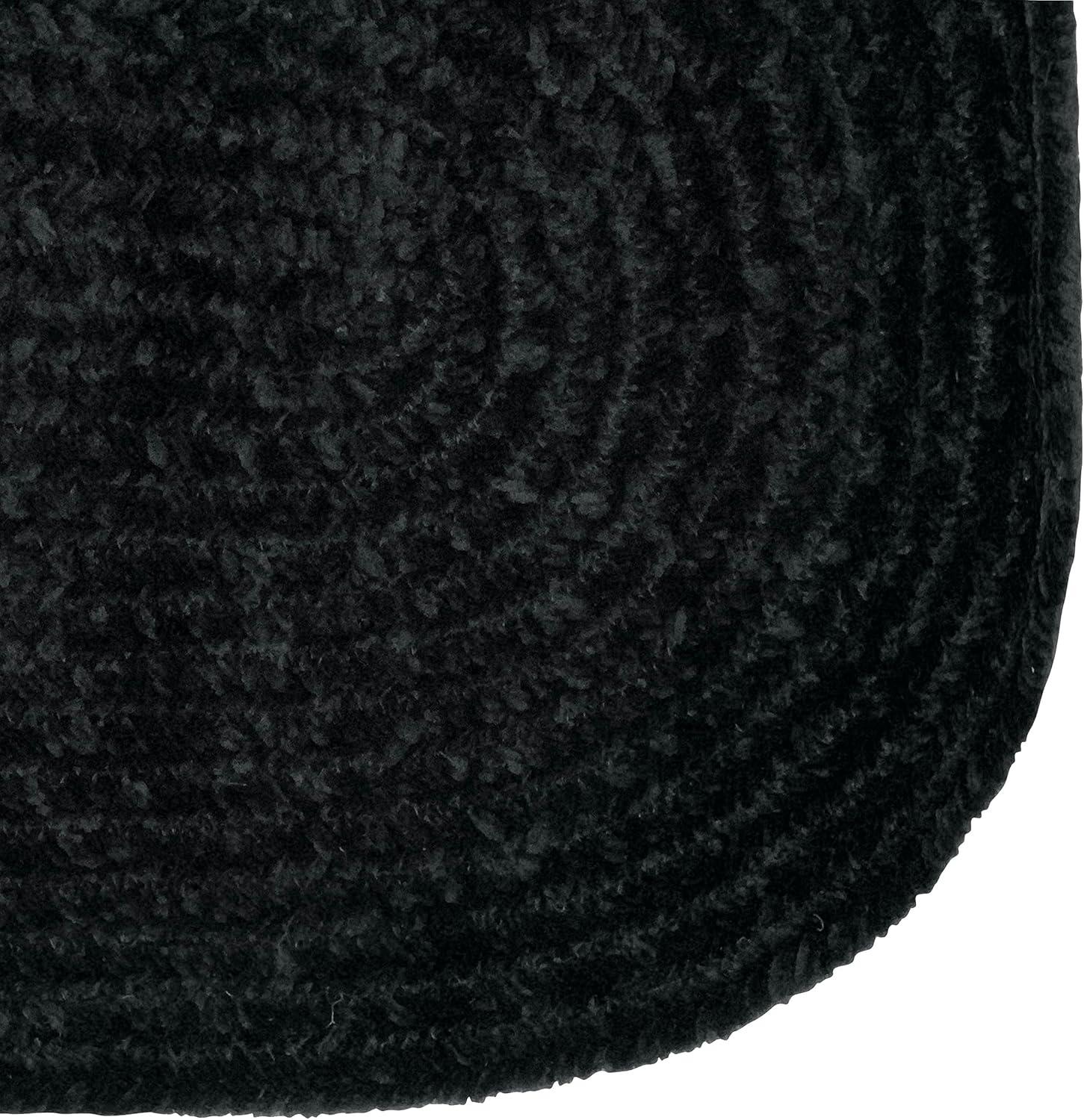 22" x 40" Chenille Solid Collection Black Reversible Indoor Area Utility Oval Rug - Better Trends