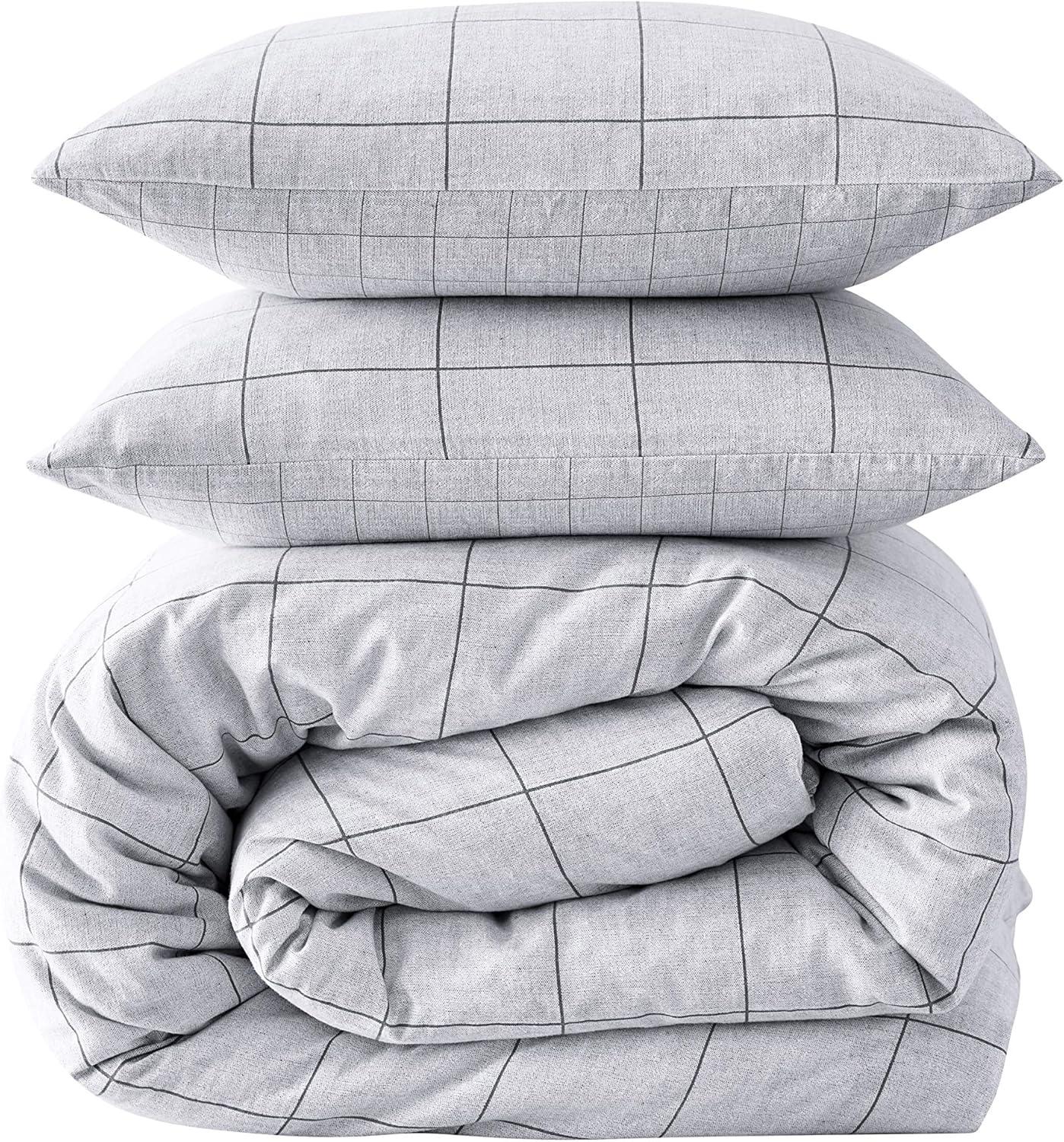 Kenneth Cole Holden Grid Cotton Grey Duvet Cover Set