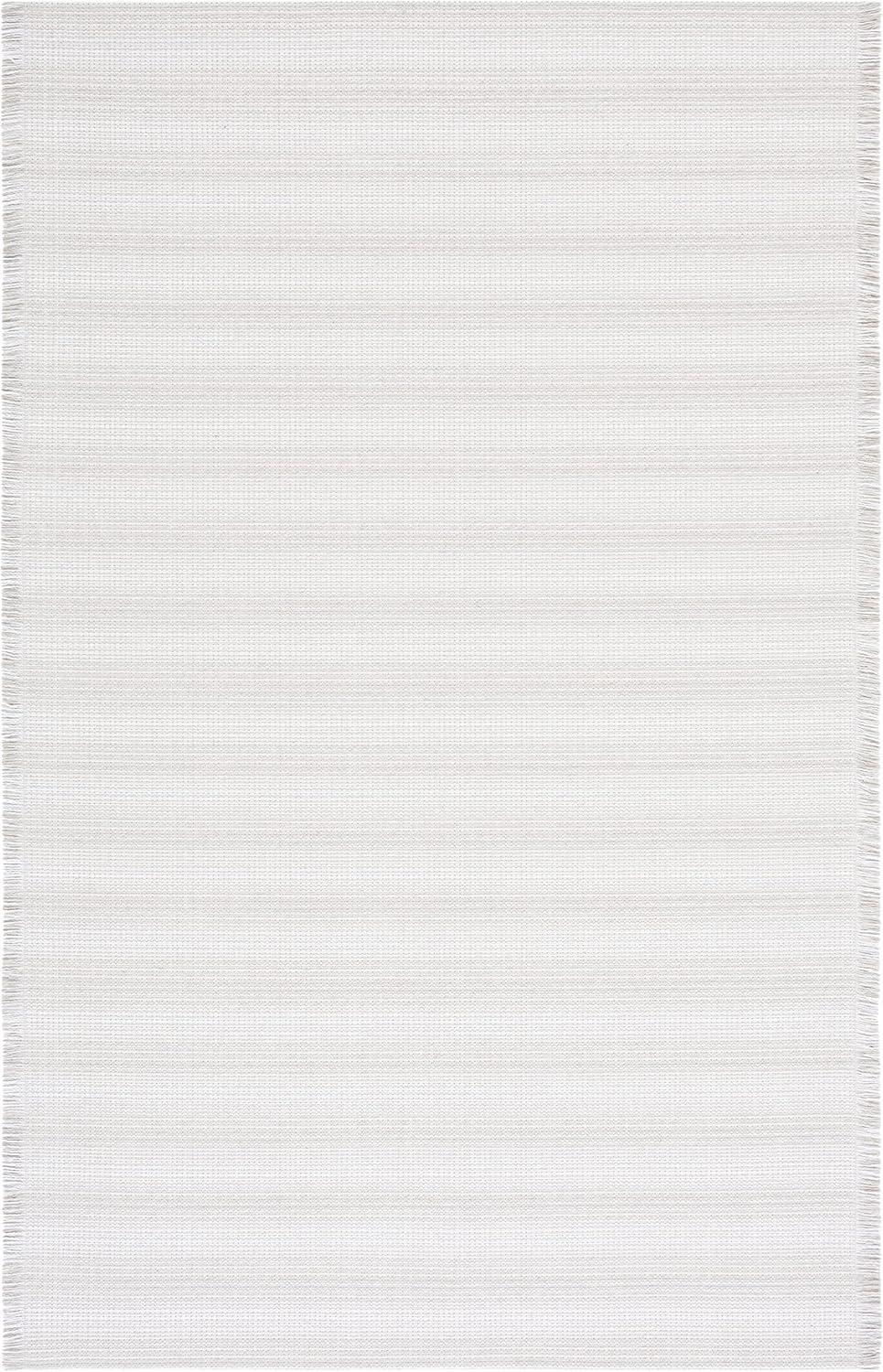 Ivory and Grey Flat Woven Cotton Synthetic 9' x 12' Area Rug