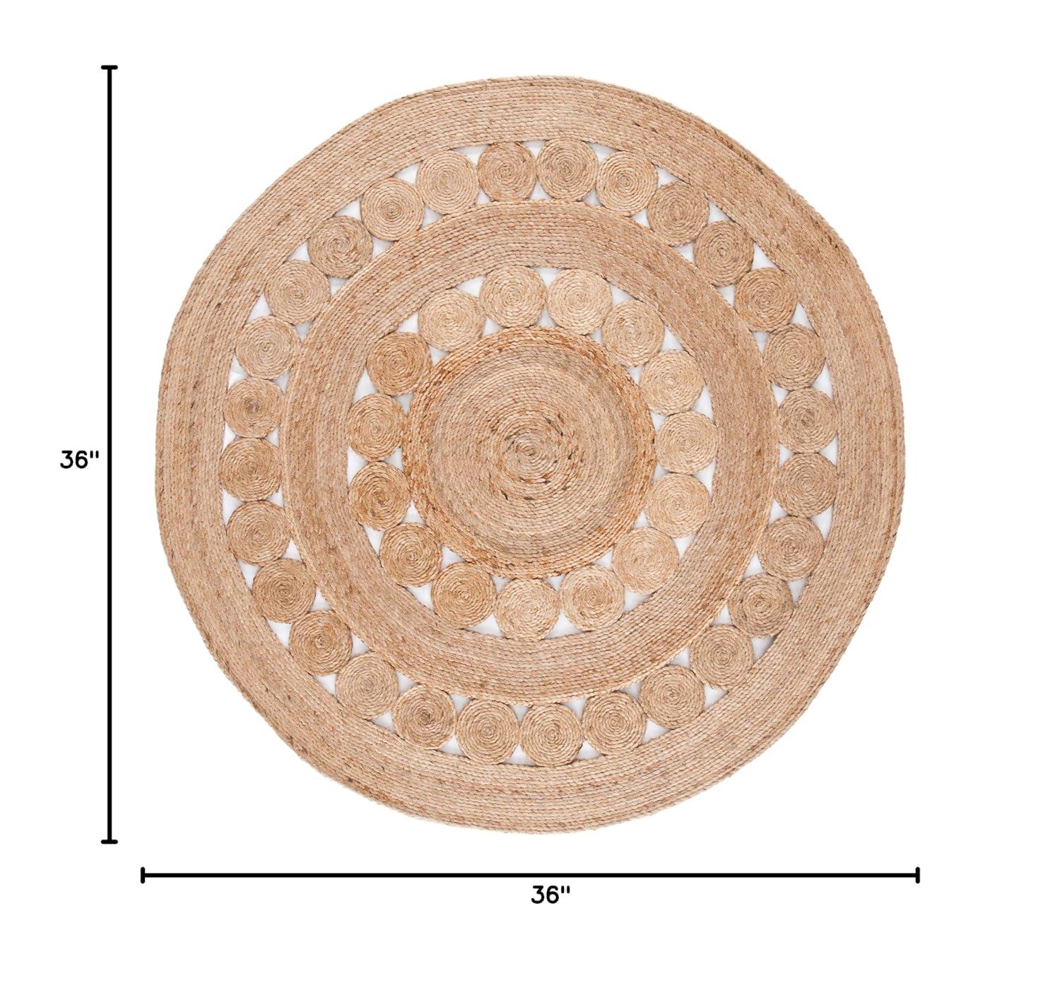 Natural Fiber NFB250 Hand Woven Area Rug - Natural - 3' round - Safavieh.