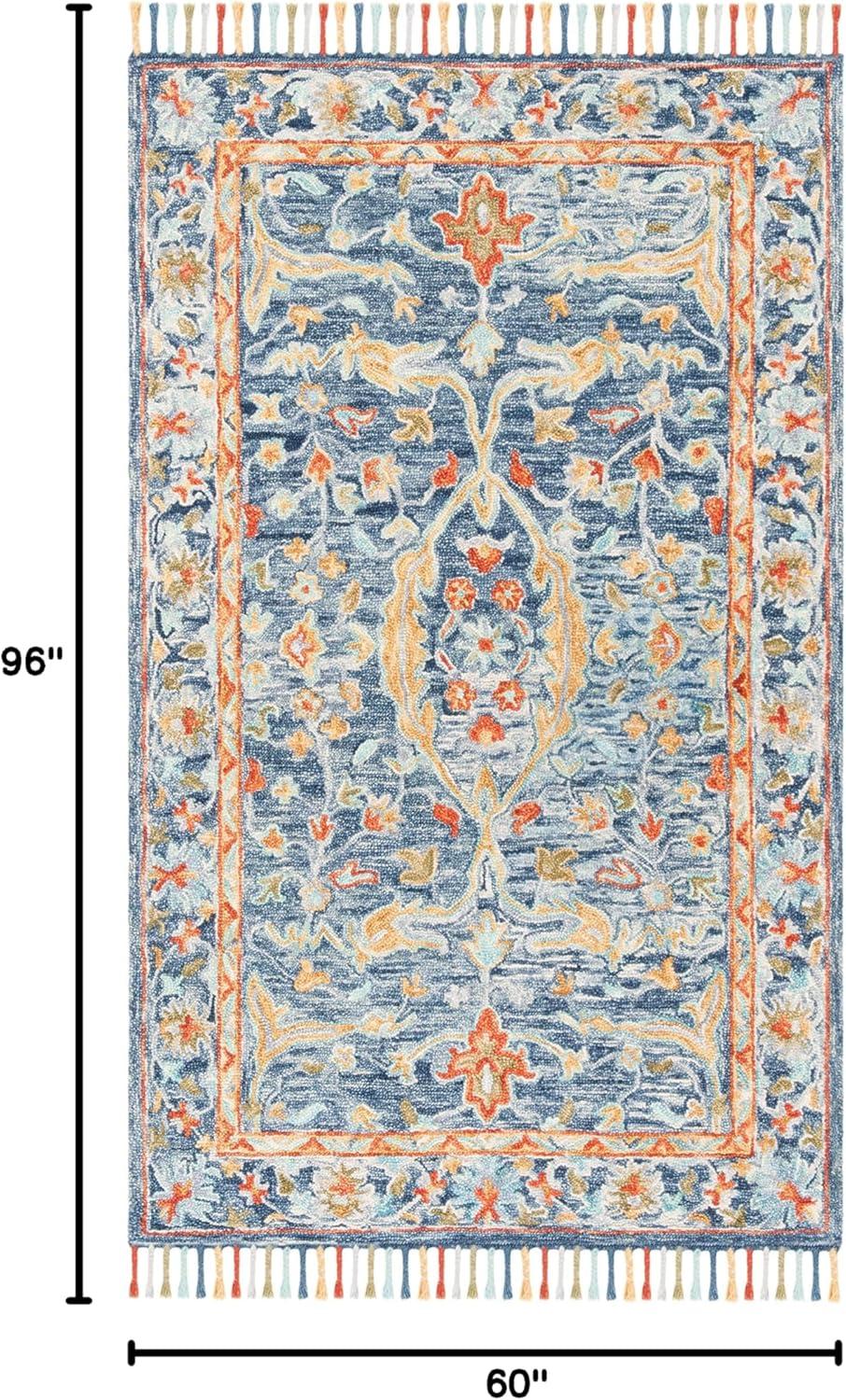 Aspen APN116 Hand Tufted Area Rug - Blue/Rust - 5' X 8' - Safavieh.