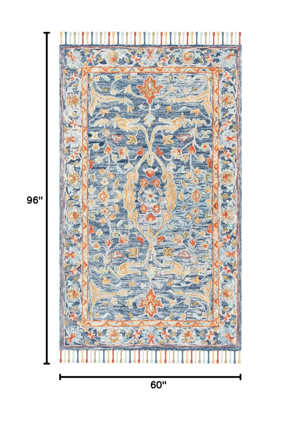 Aspen APN116 Hand Tufted Area Rug - Blue/Rust - 5' X 8' - Safavieh.