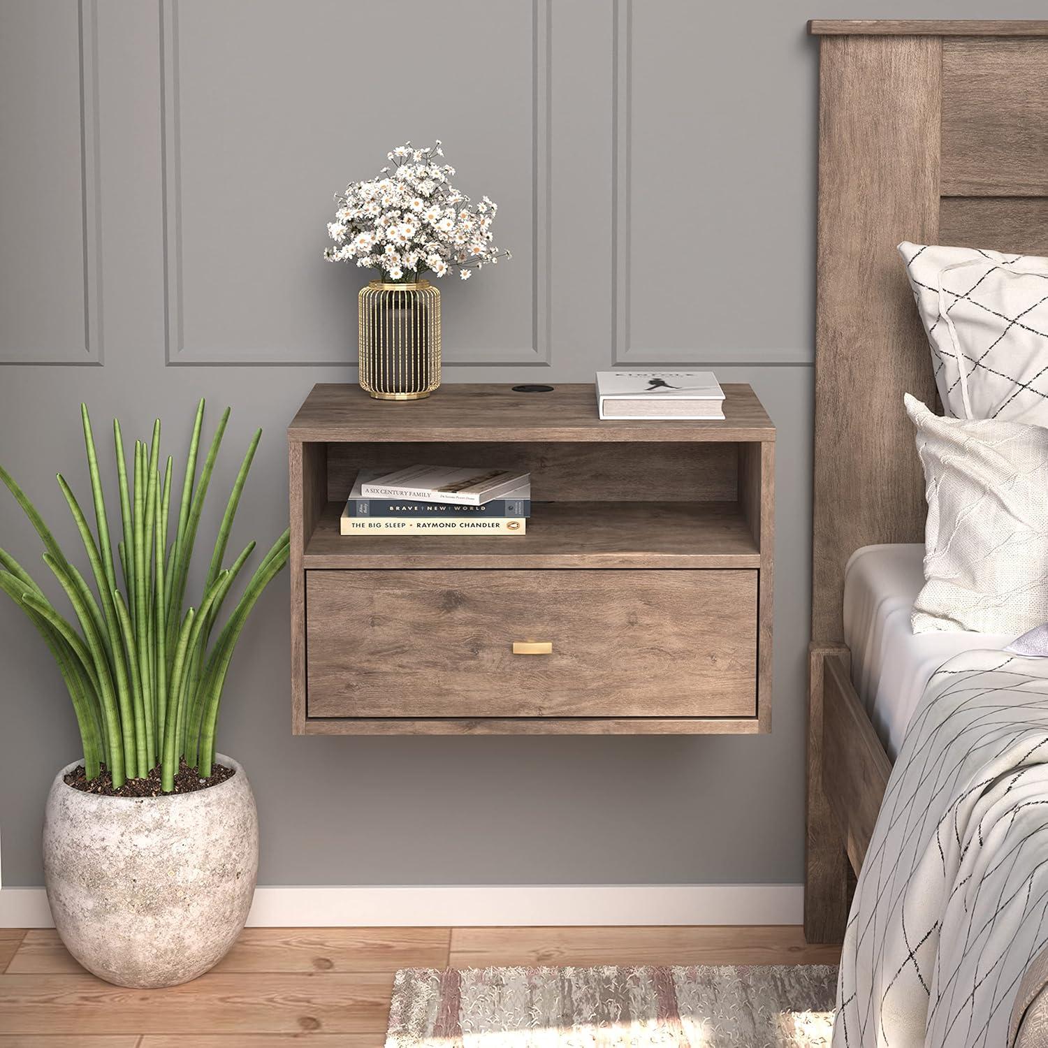 Floating 1 Drawer Nightstand with Open Shelf - Prepac