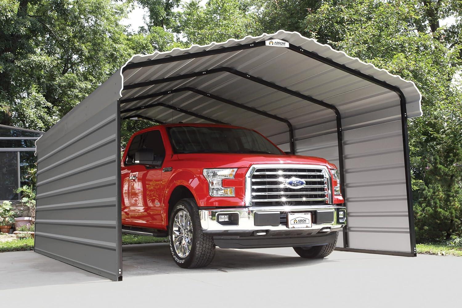 Arrow Arrow Steel Carport with 2 Side Wall Kits, 12x20x07
