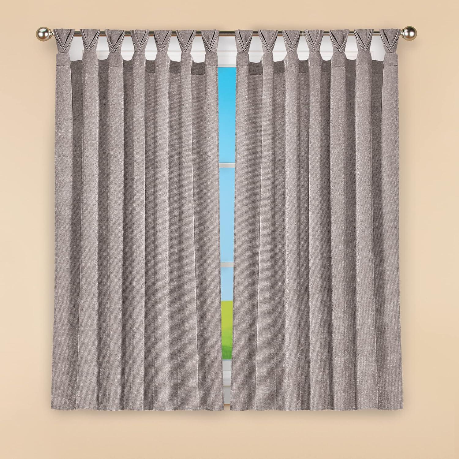 Achim Home Furnishing: Peri Window Curtain Panels with Tulip Tab Top, Taupe, 52" x 63"