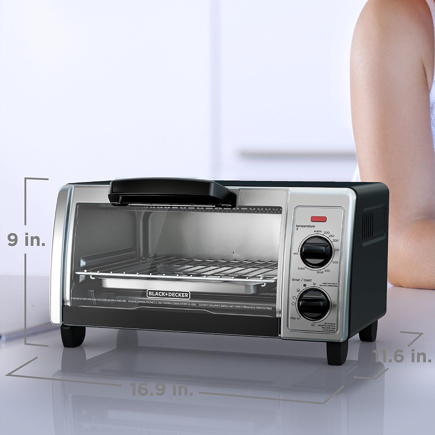 BLACK+DECKER 4-Slice Toaster Oven, Stainless Steel, TO1705SB