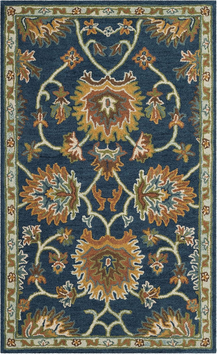 SAFAVIEH Heritage Sharla Floral Wool Area Rug, Navy, 2' x 3'