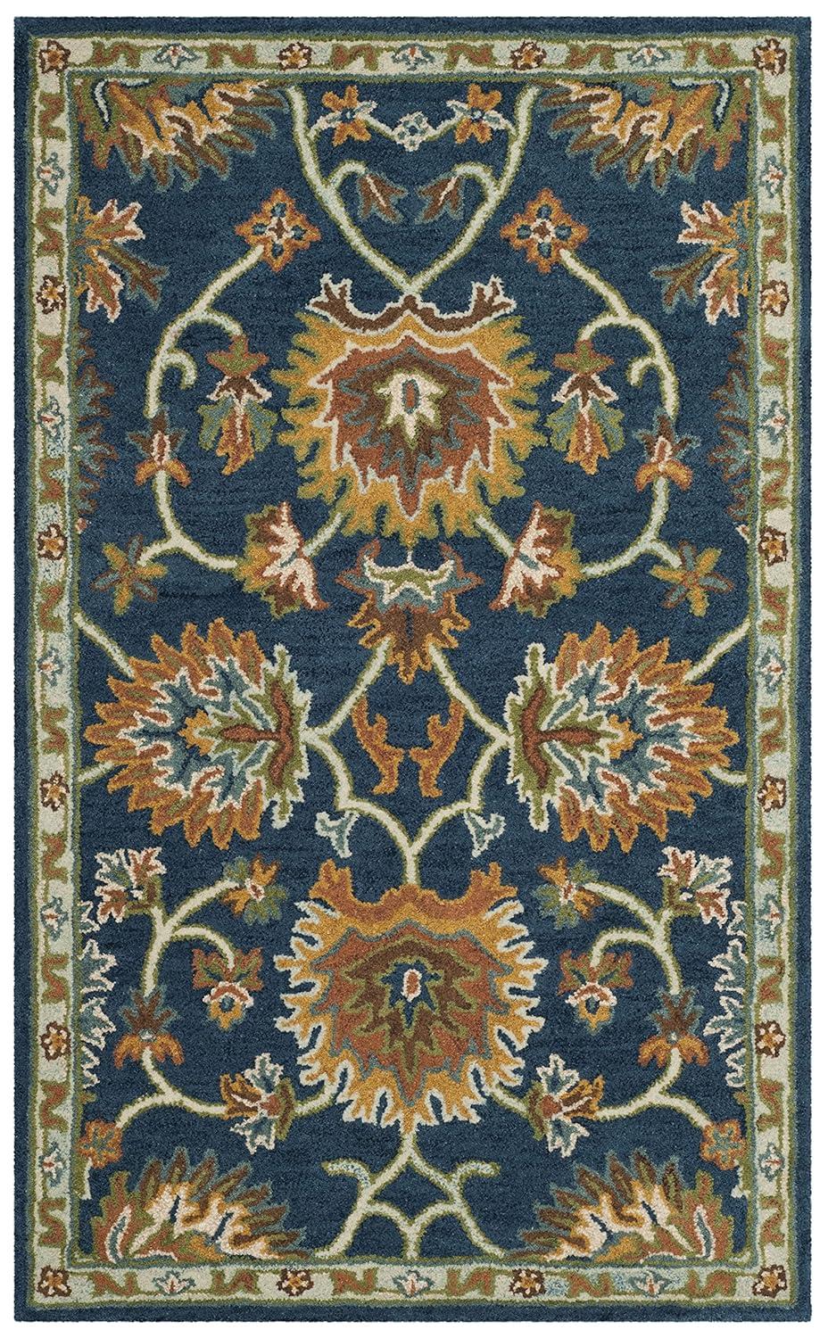 SAFAVIEH Heritage Sharla Floral Wool Area Rug, Navy, 3' x 5'