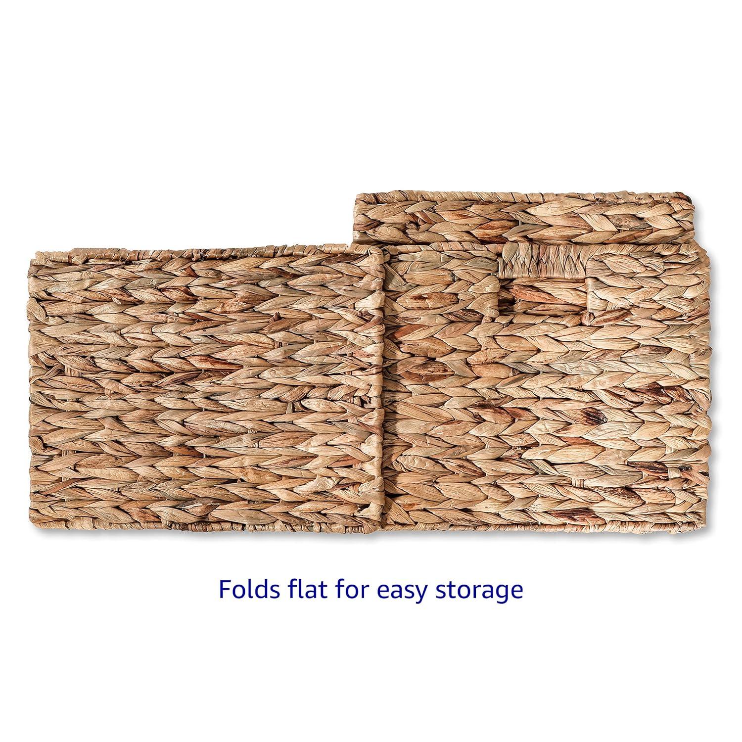 12.7 in Foldable Water Hyacinth Storage Basket with Iron Wire Frame