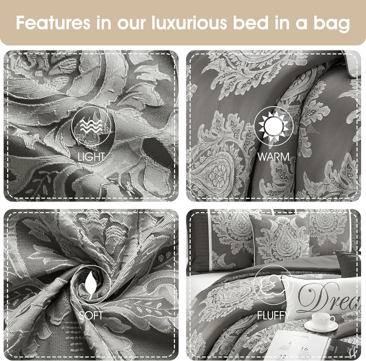 Nanshing America, Inc Therese 7 Piece Traditional Damask Comforter Set
