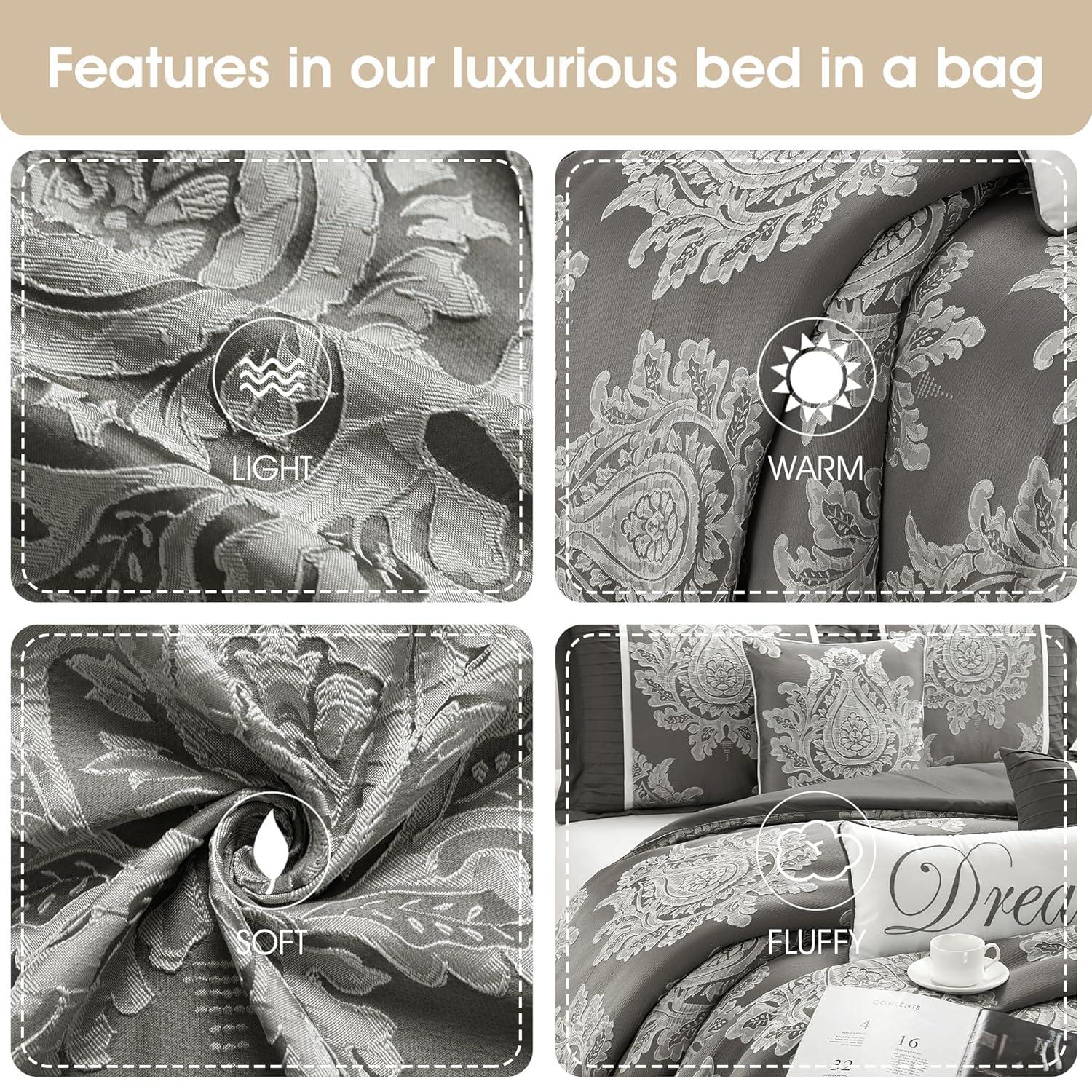Nanshing America, Inc Therese 7 Piece Traditional Damask Comforter Set