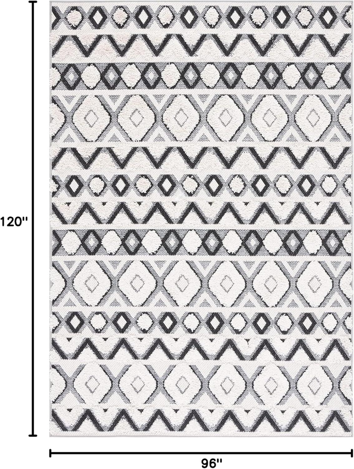 Cottage COT210 Power Loomed Indoor/Outdoor Area Rug - Ivory/Black - 8'x10' - Safavieh.