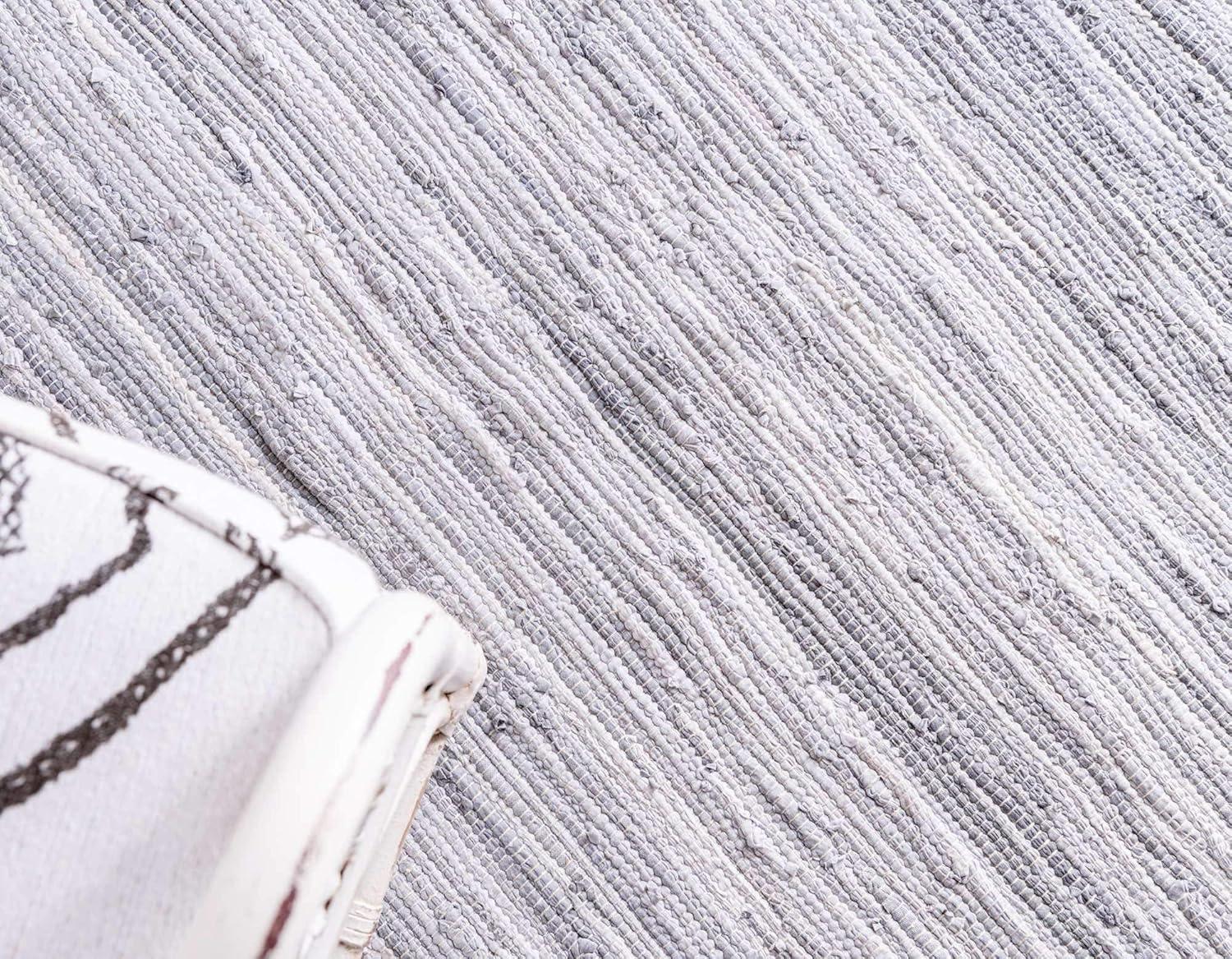 Prather Striped Hand-Knotted Cotton Gray Area Rug