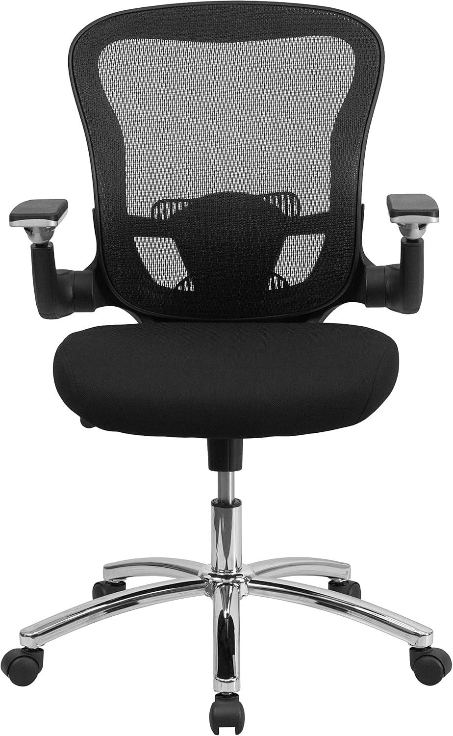 Flash Furniture Sam Mid-Back Black Mesh Executive Swivel Ergonomic Office Chair with Height Adjustable Flip-Up Arms