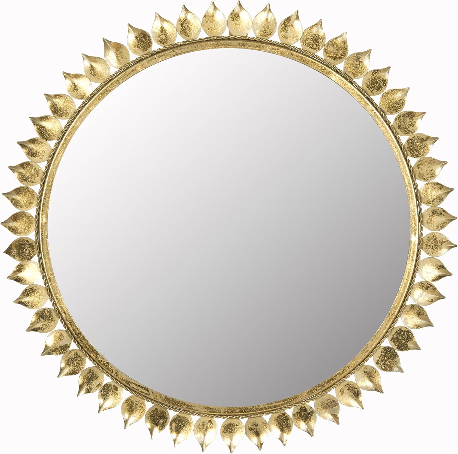 Leaf Crown Sunburst Mirror - Antique Gold - Safavieh