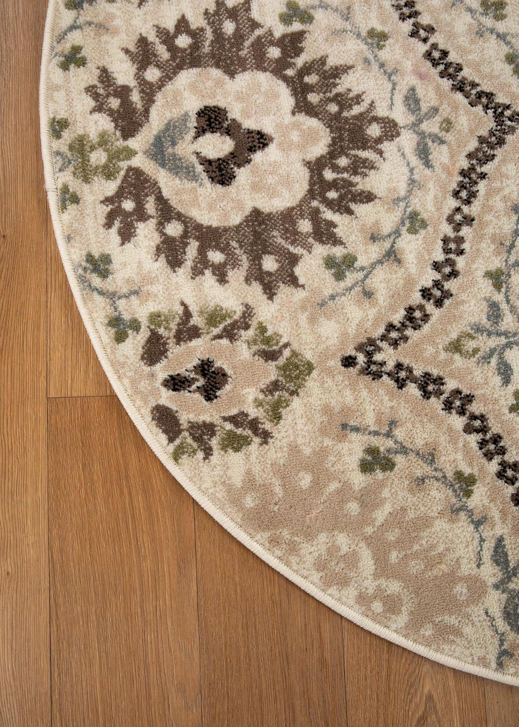 Superior Oriental Vintage Floral Damask Power-loom Indoor Runner Rug, 2'x11', Beige-Brown