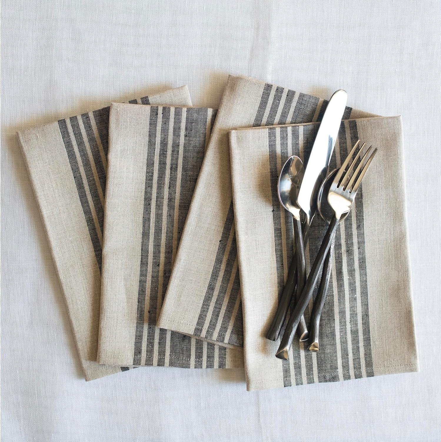 Farmhouse - 100% Pure Linen Square Dinner Napkins (Set of 4)