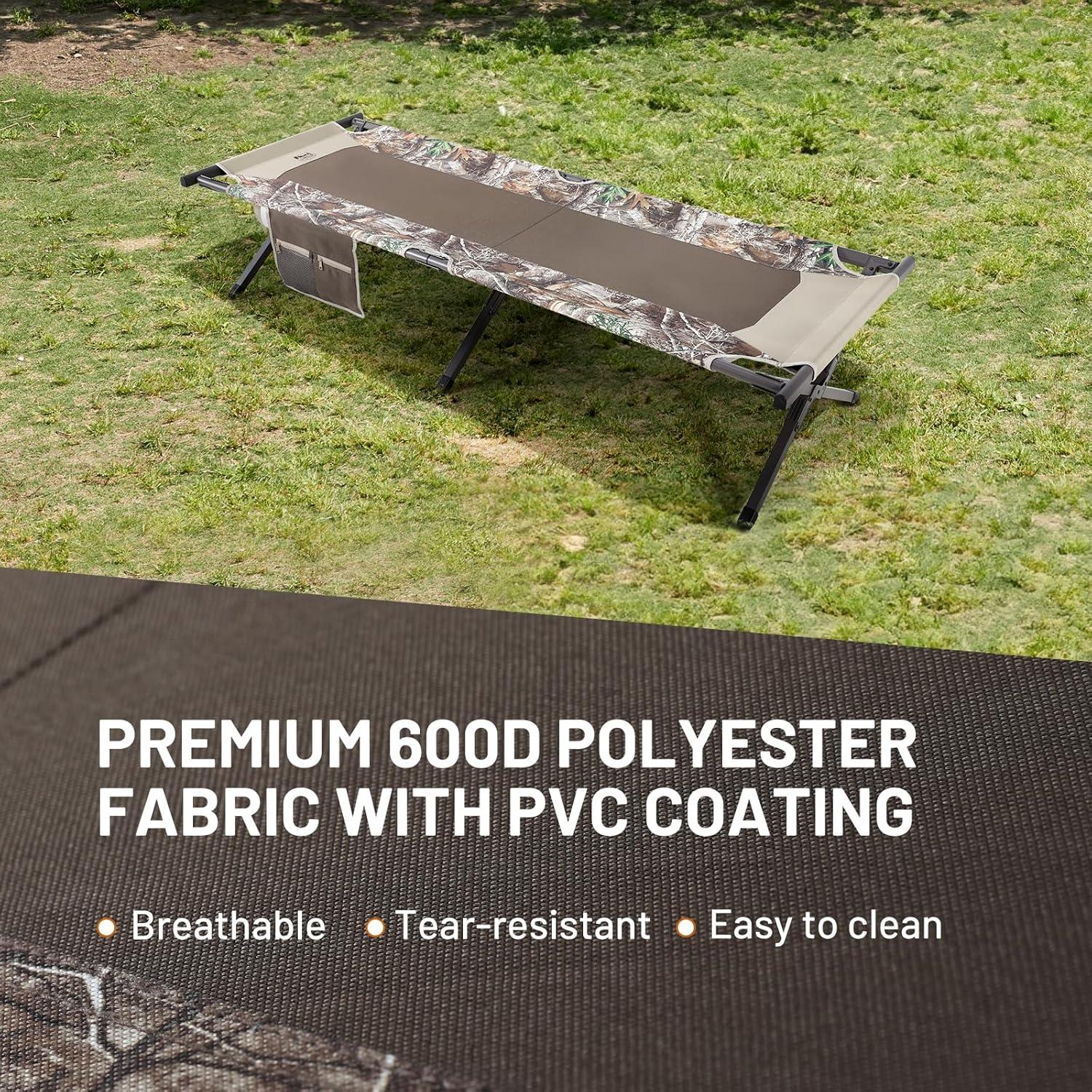 TIMBER RIDGE Folding Camping Cot for Adults,Outdoor Bed Camp Cots for Sleeping with Carry Bag，Foldable XL Hunting for Camping, Hiking, Camouflage，Home, Travel, Support up to 300lbs, Camo